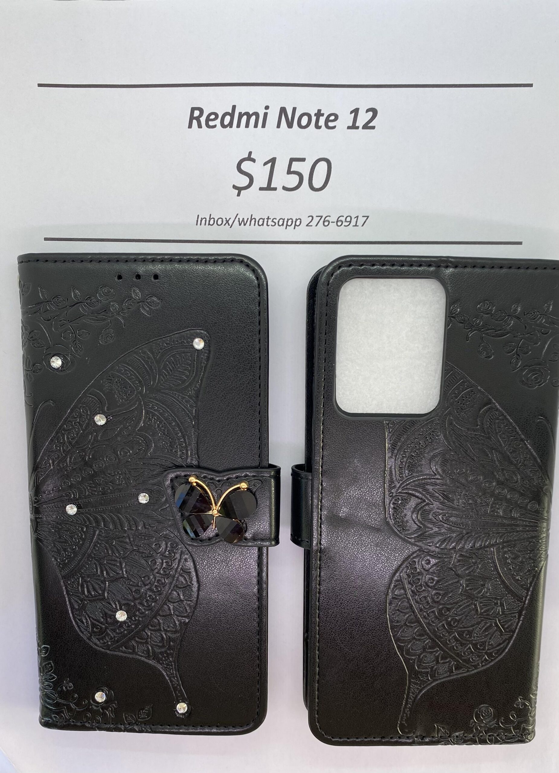 Redmi Note 12 Black Butterfly Wallet