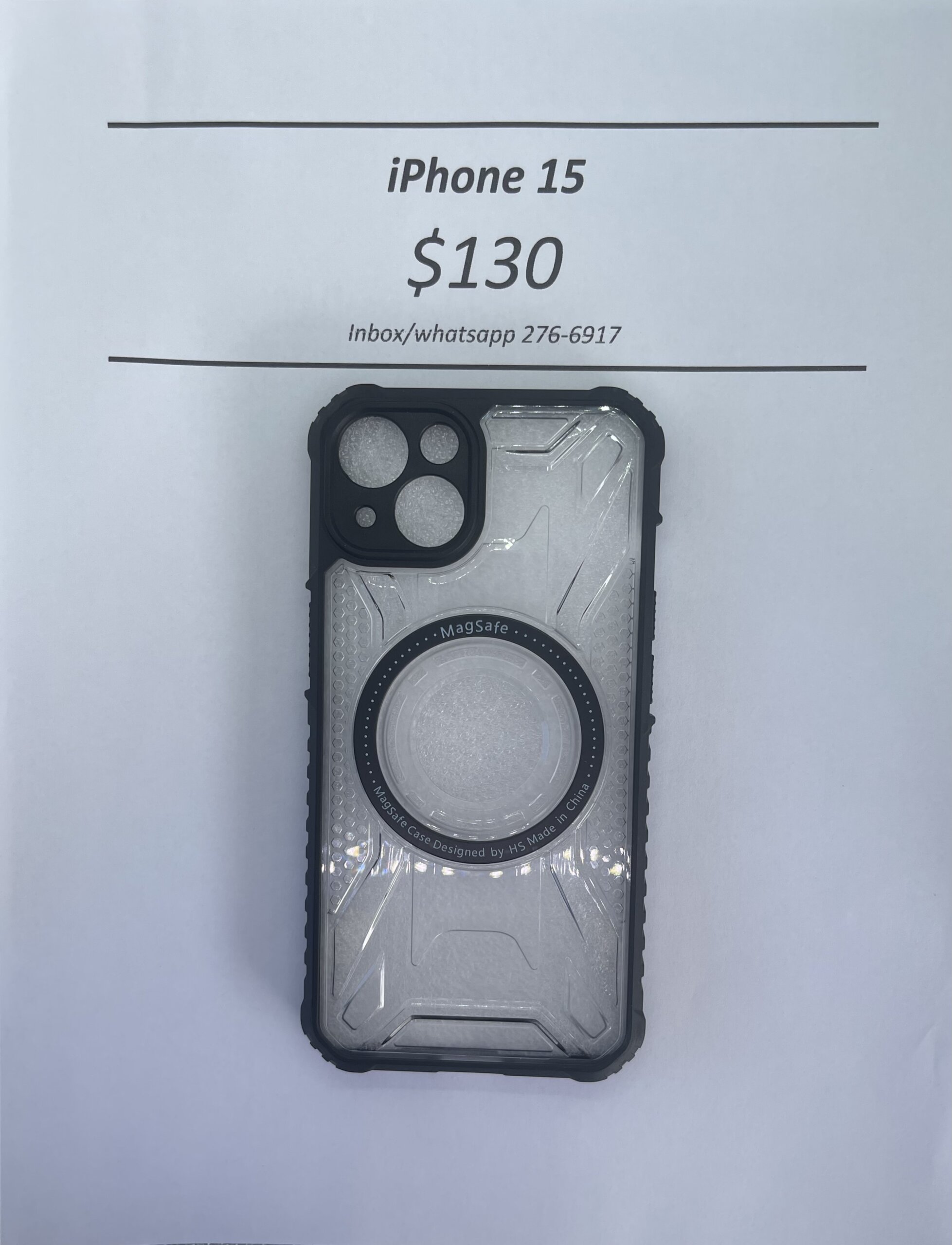 iPhone 15 Clear and Black Rugged Magnetic case