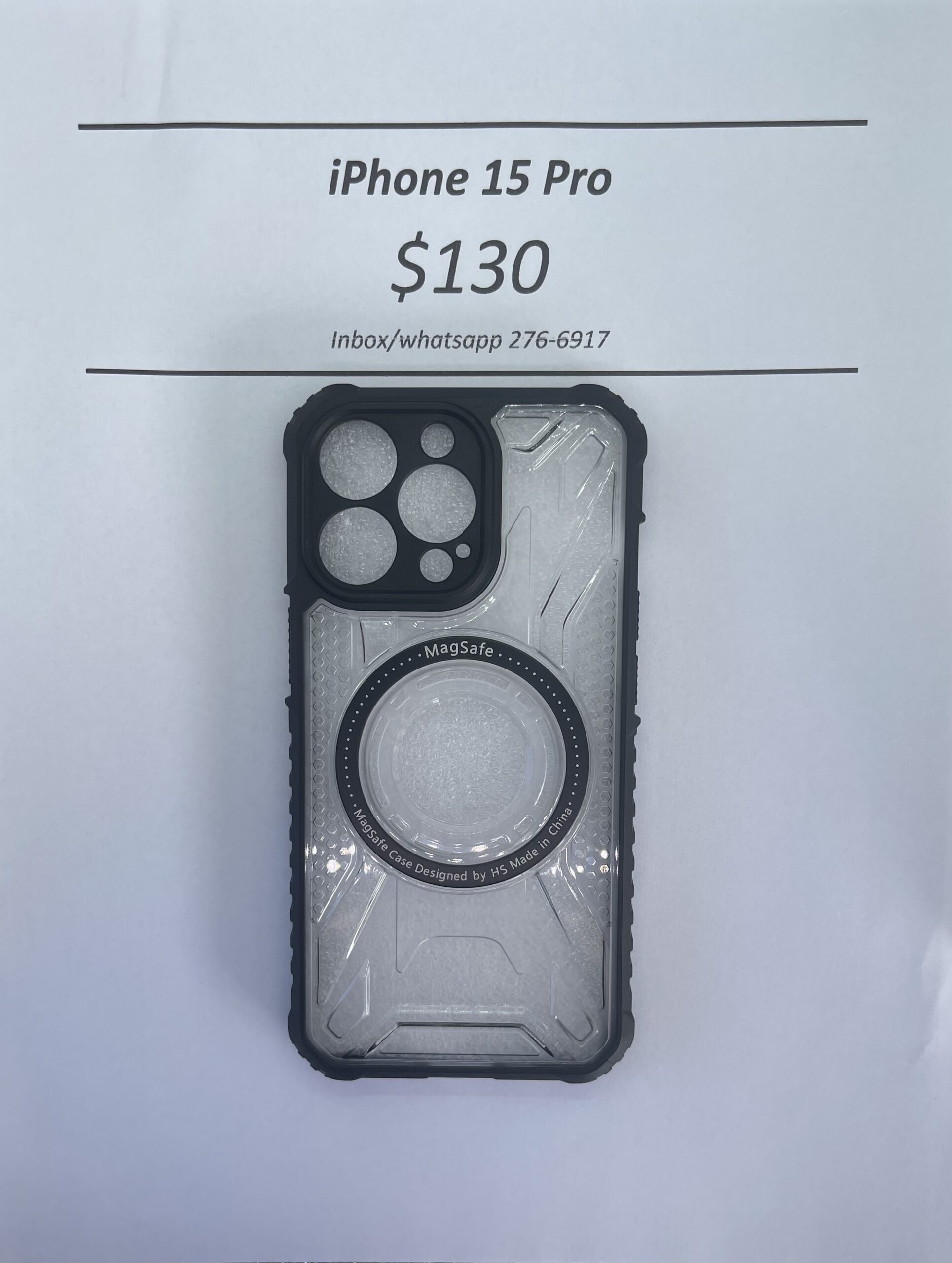 iPhone 15 Pro Clear and Black Rugged Magnetic case
