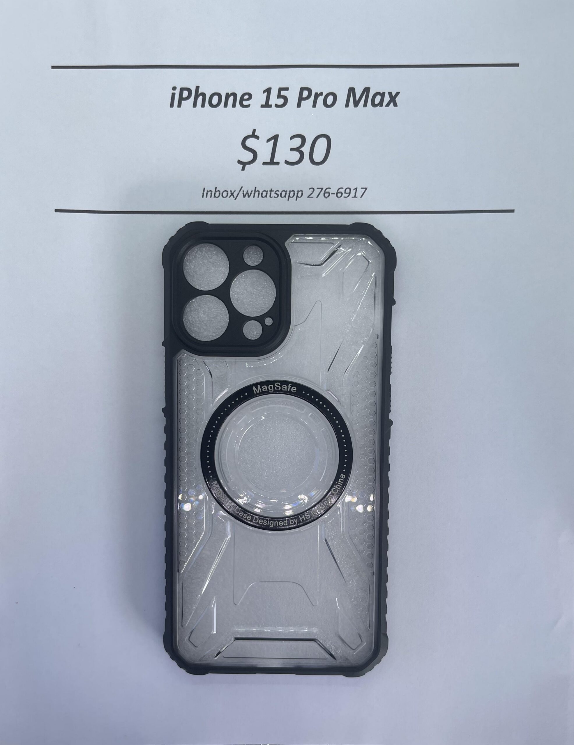iPhone 15 Pro Max Clear and Black Rugged Magnetic case