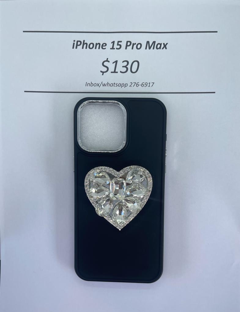 iPhone 15 Pro Max Black with Diamond Heart