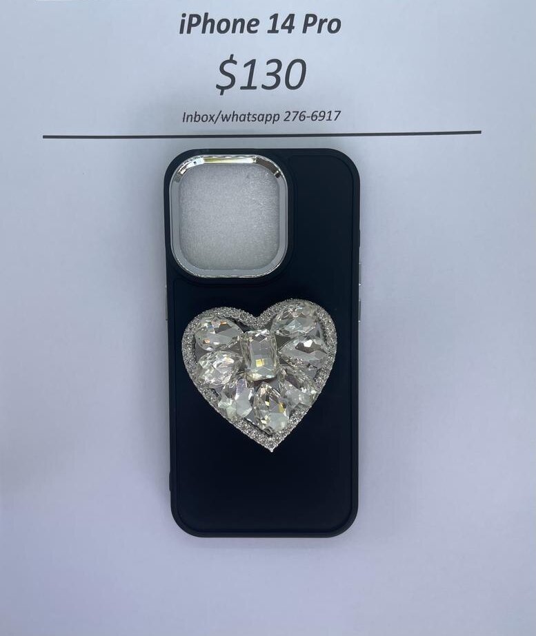 iPhone 14 Pro Black with Diamond Heart