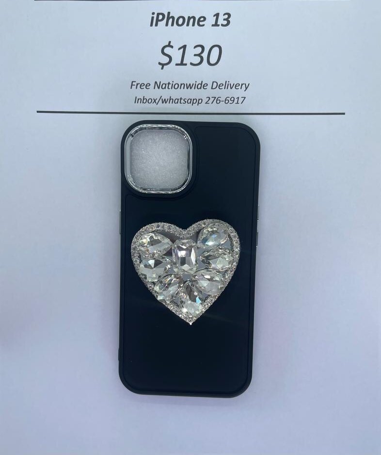 iPhone 13 Black with Diamond Heart
