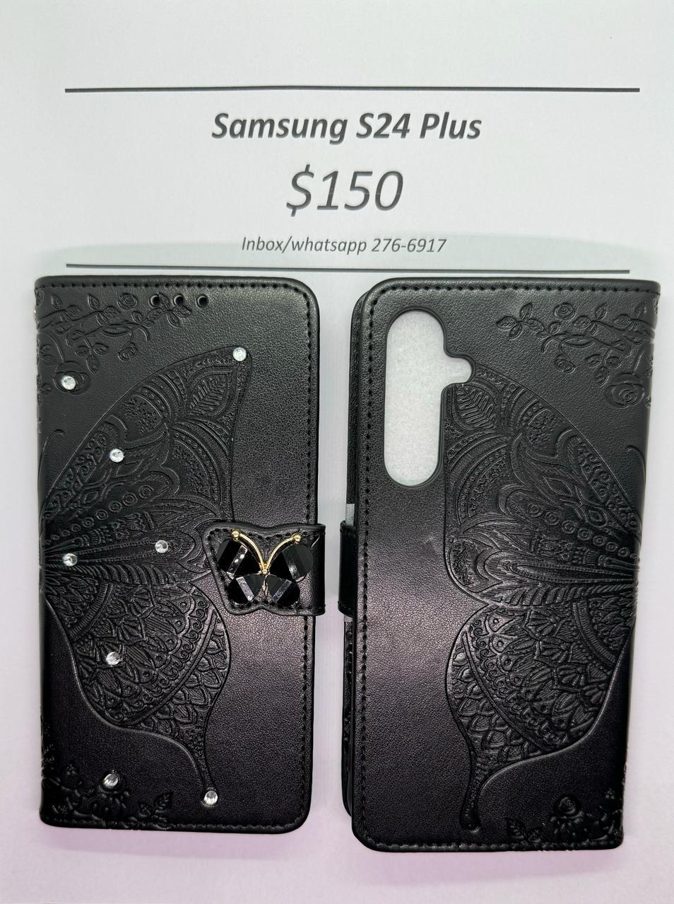 S24 Plus Black Butterfly Wallet