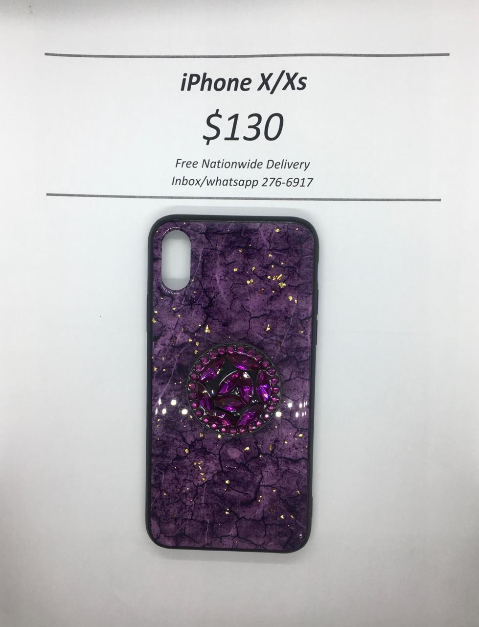 iPhone X/XS Purple Marble with Pop Socket
