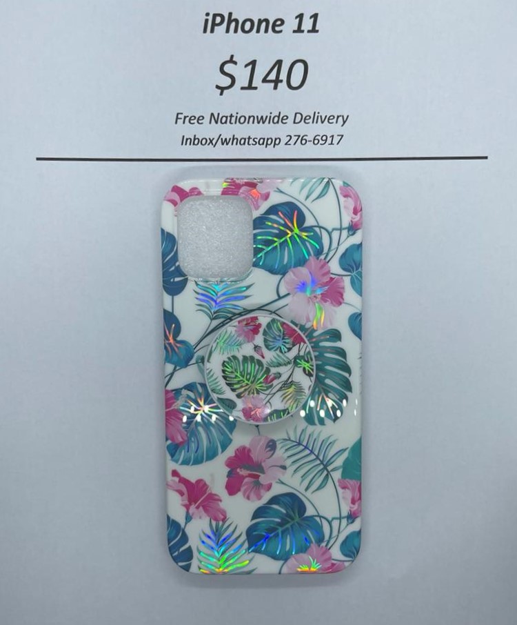 iPhone 11 White Floral with Pop Socket