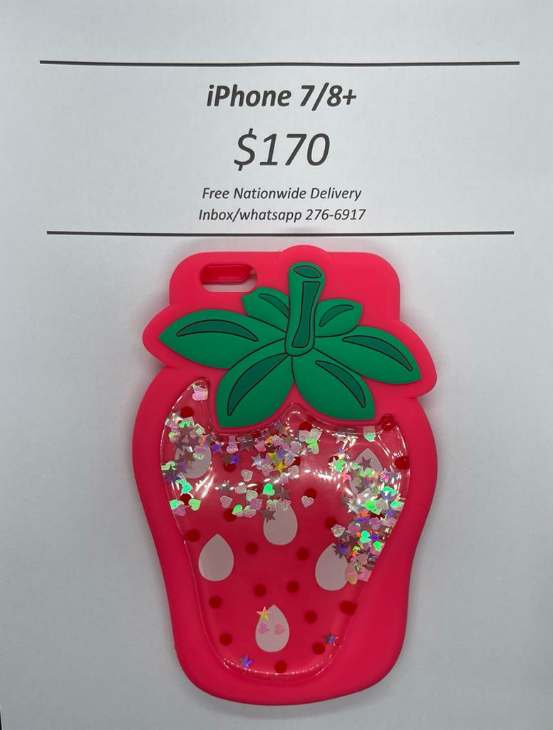 iPhone 7/8+ Strawberry Liquid Glitter