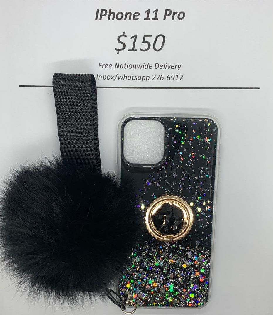 iPhone 11 Pro Black Pom- Pom Holder