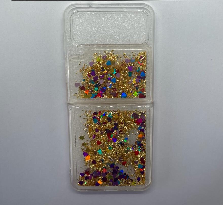Z Flip 3 Gold Liquid Glitter