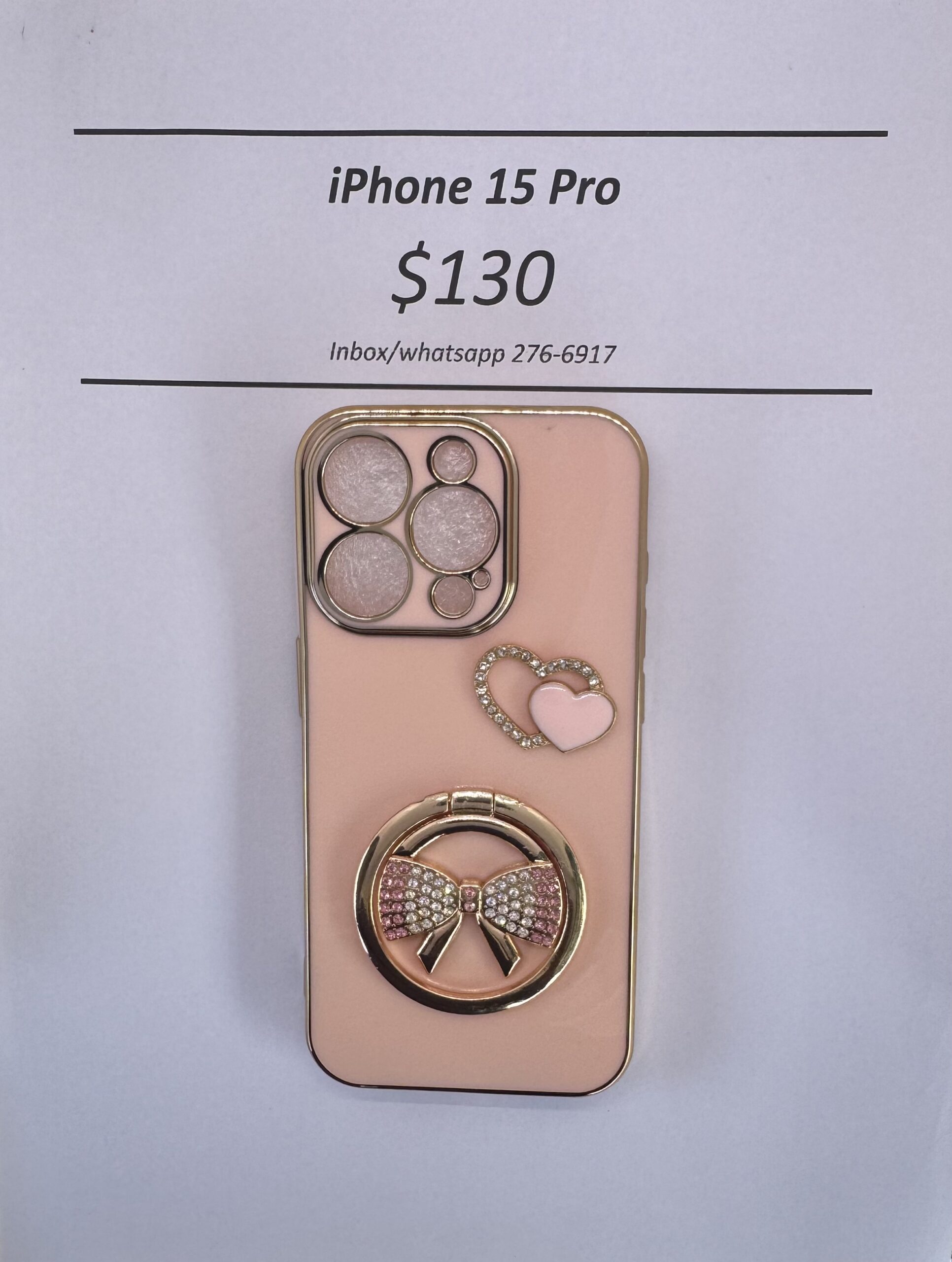 iPhone 15 Pro Cream Bow Case