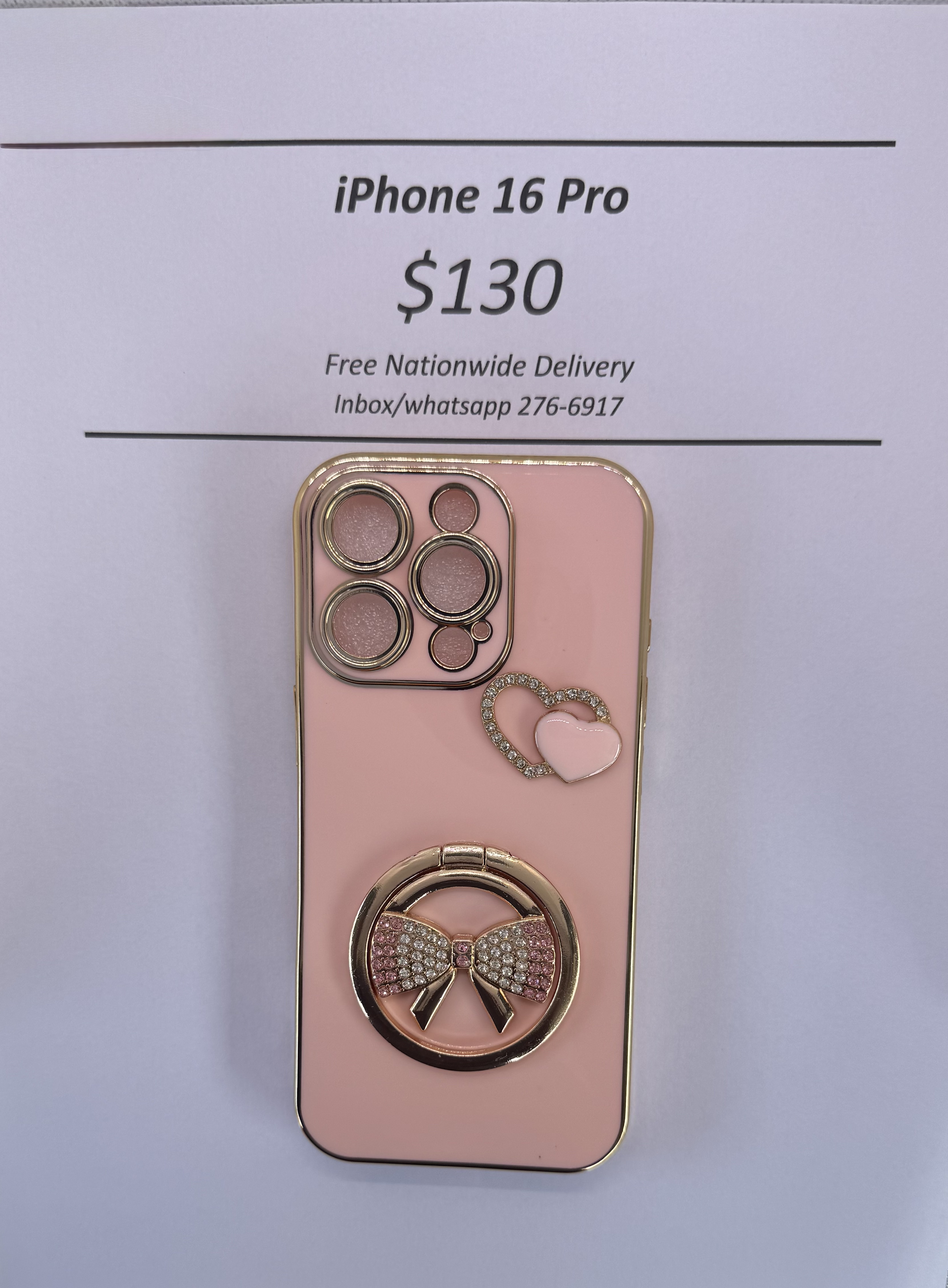 iPhone 16 Pro Cream Bow Case