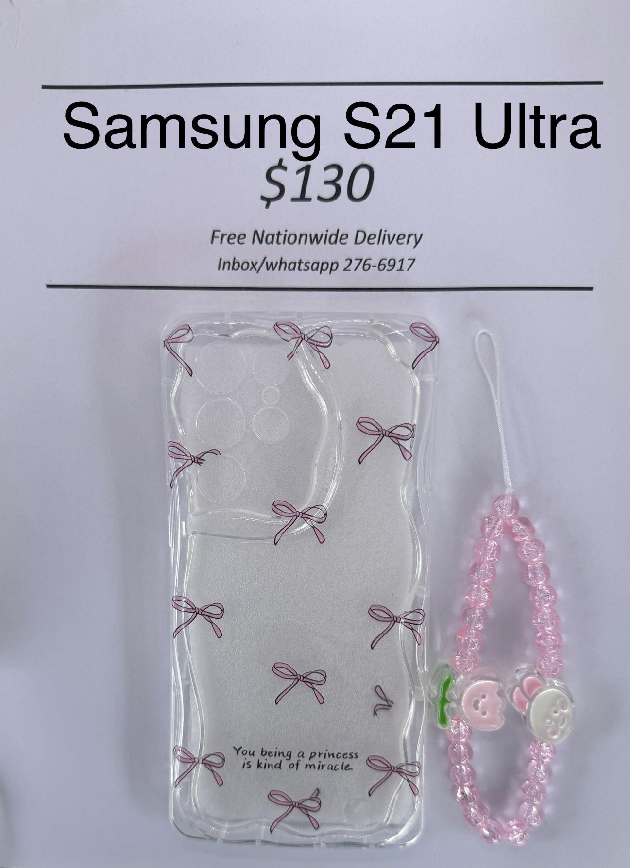 S21 Ultra Clear Bow Case