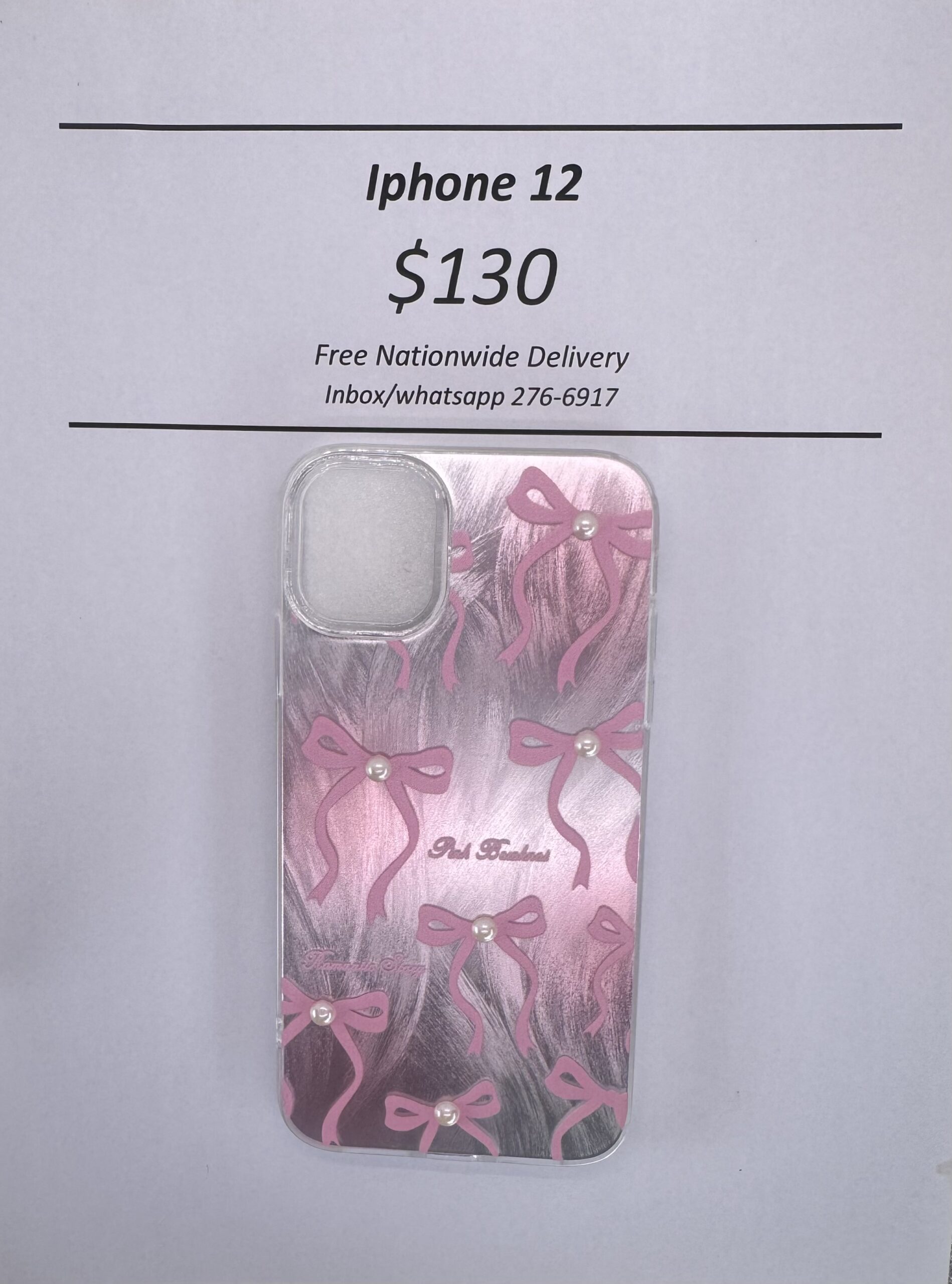 iPhone 12 Bow with Pearl Case