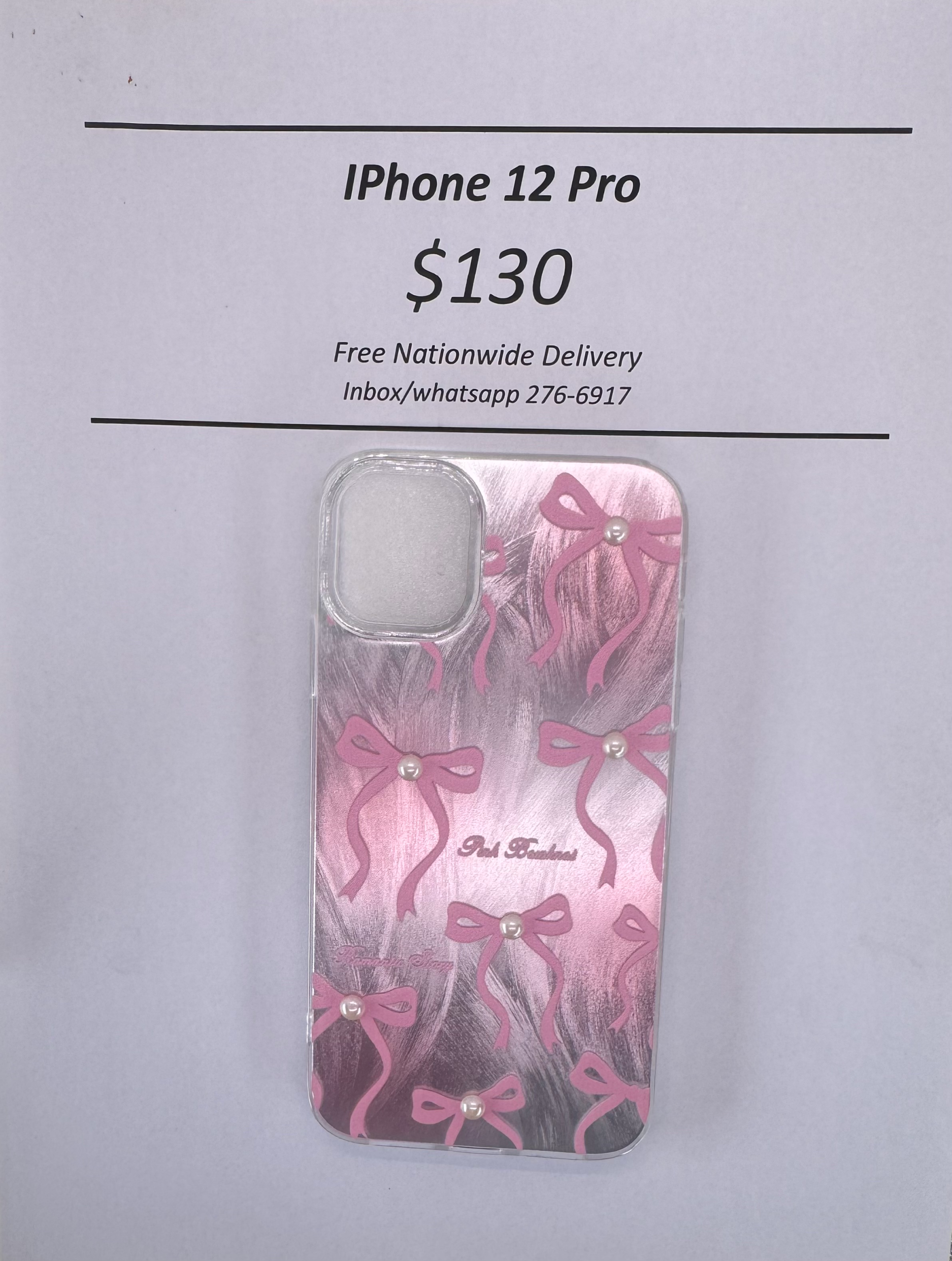 iPhone 12 Pro Bow with Pearl Case