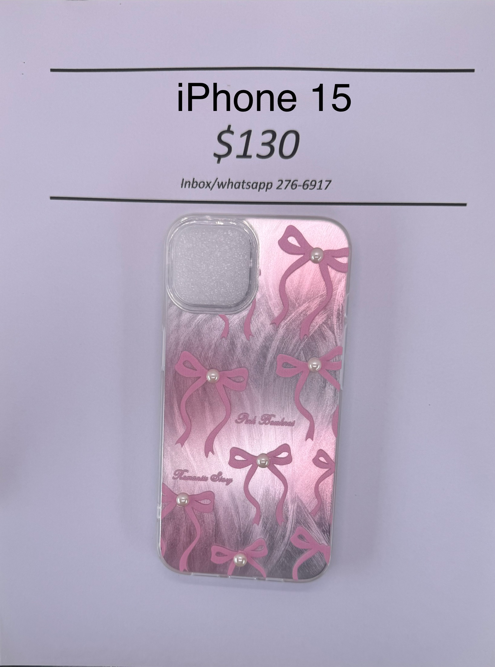 iPhone 15 Bow with Pearl Case