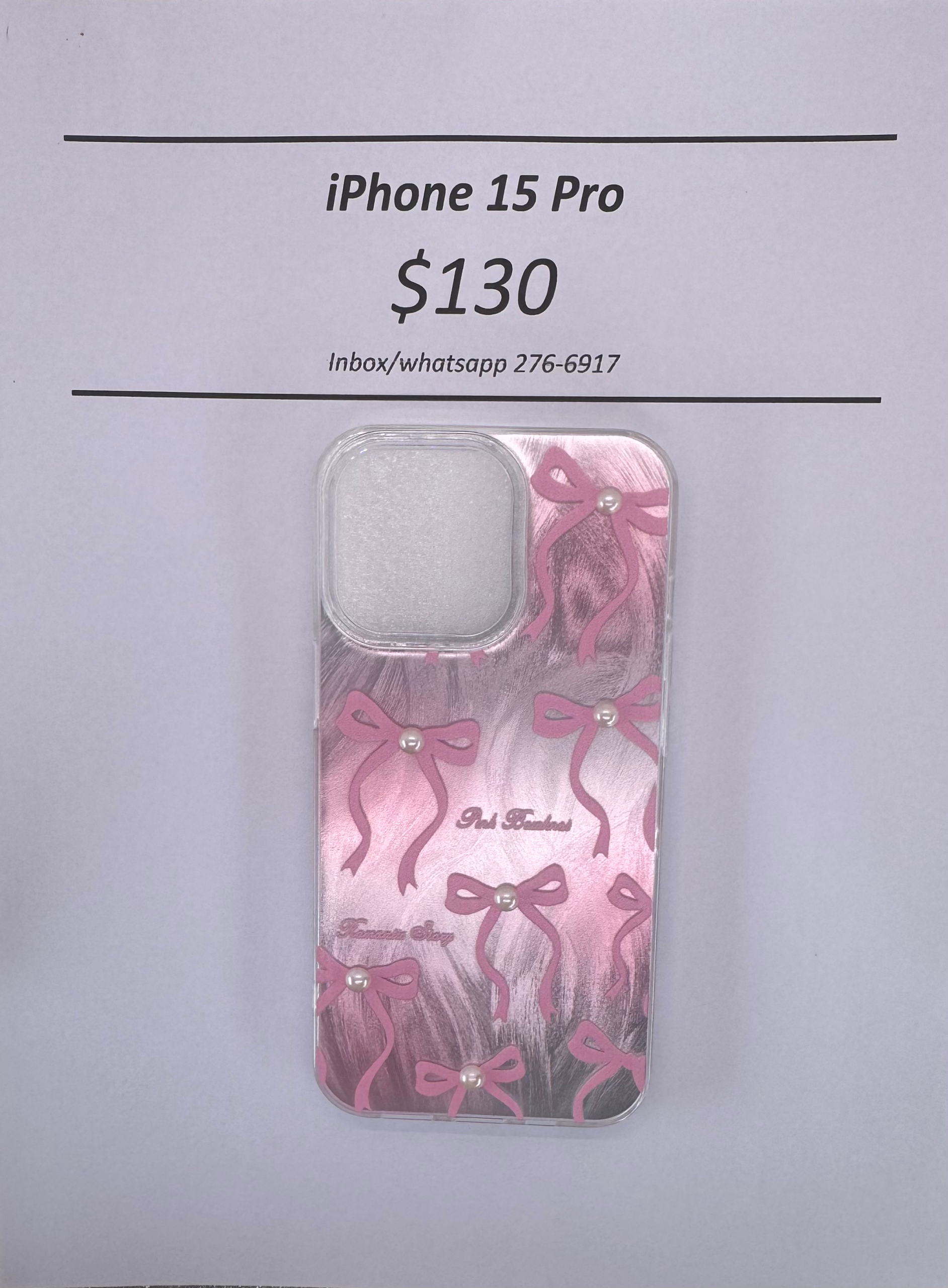 iPhone 15 Pro Bow with Pearl Case