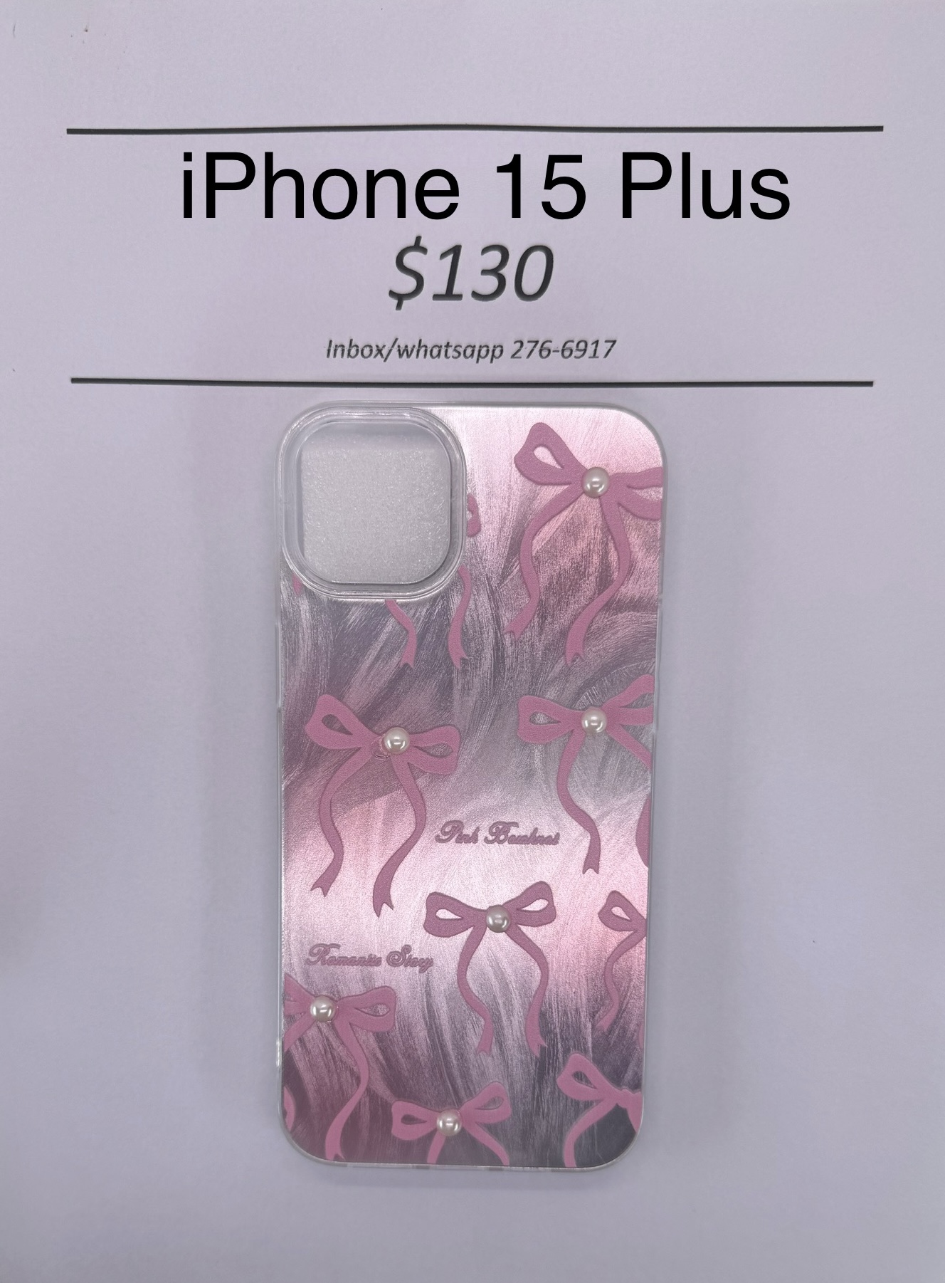 iPhone 15+ Bow with Pearl Case