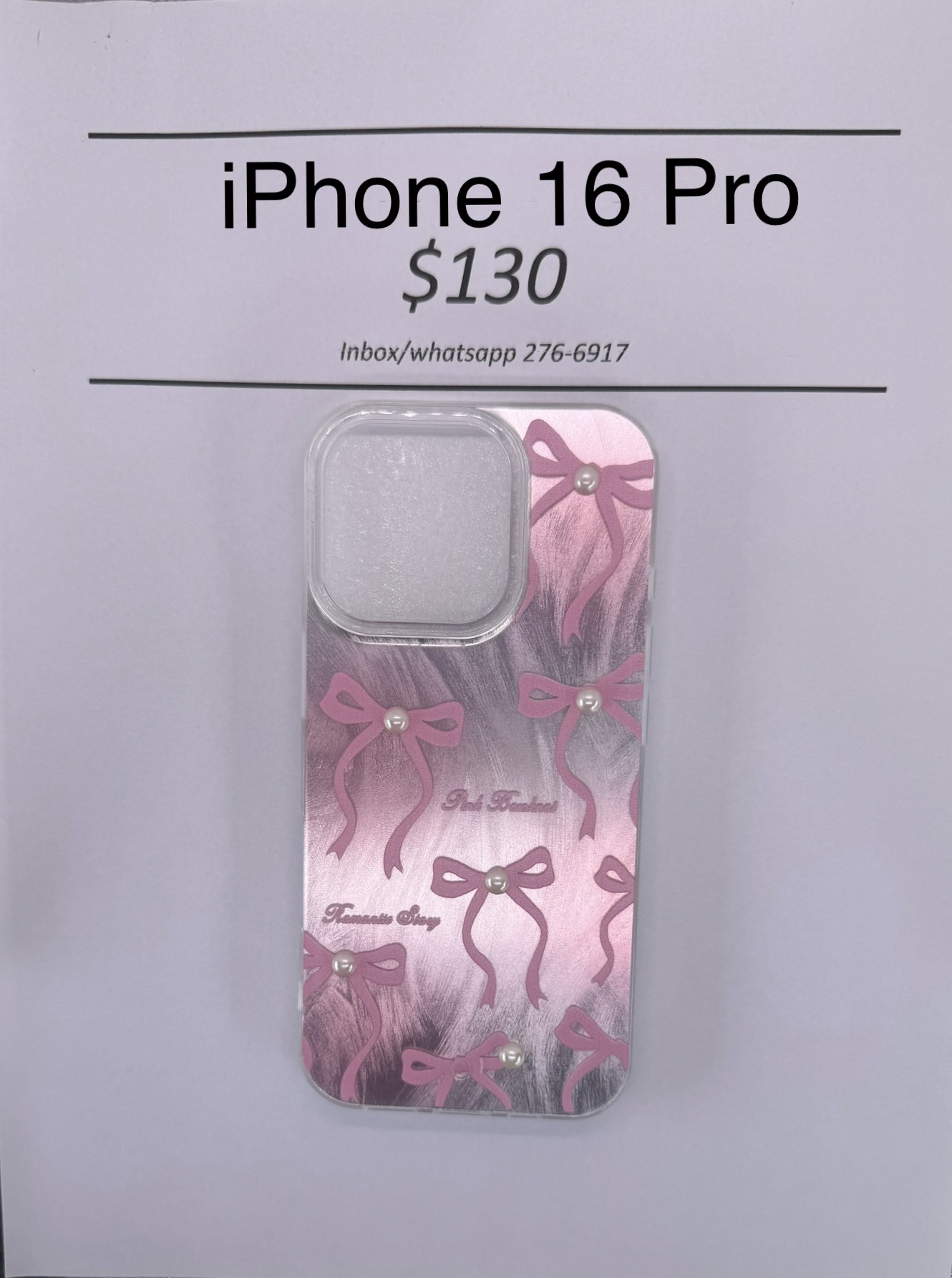 iPhone 16 Pro Bow with Pearl Case
