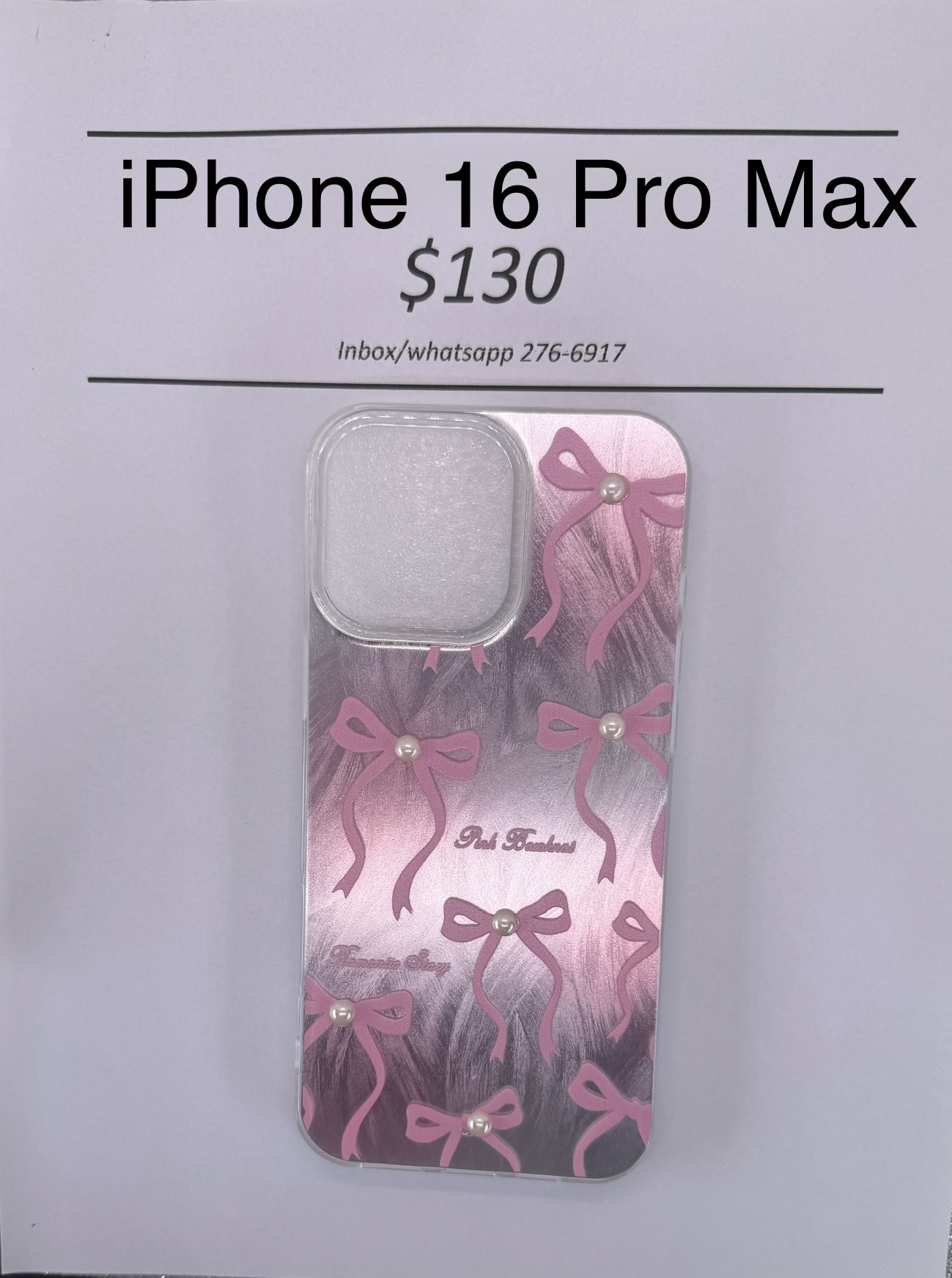 iPhone 16 Pro Max Bow with Pearl Case