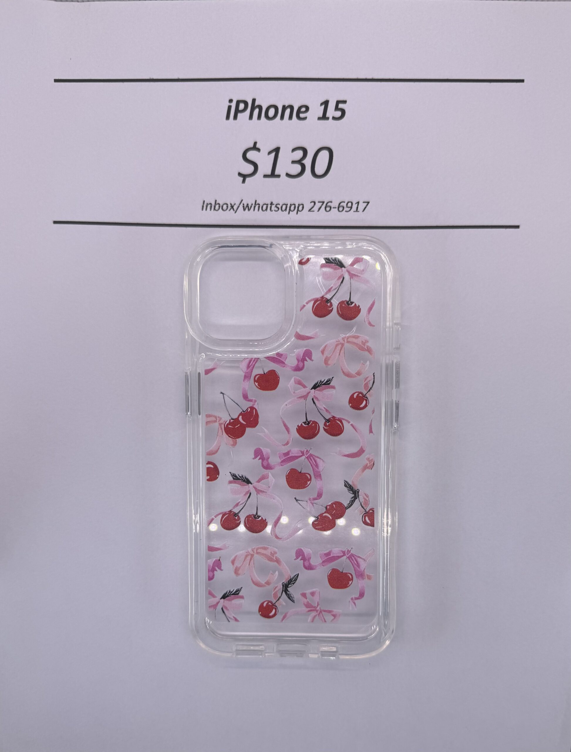 iPhone 15 Cherry Bow Case