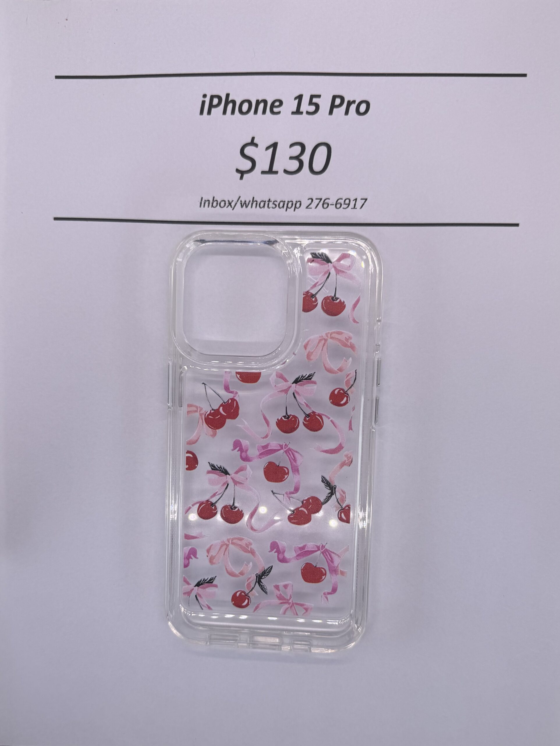iPhone 15 Pro Cherry Bow Case