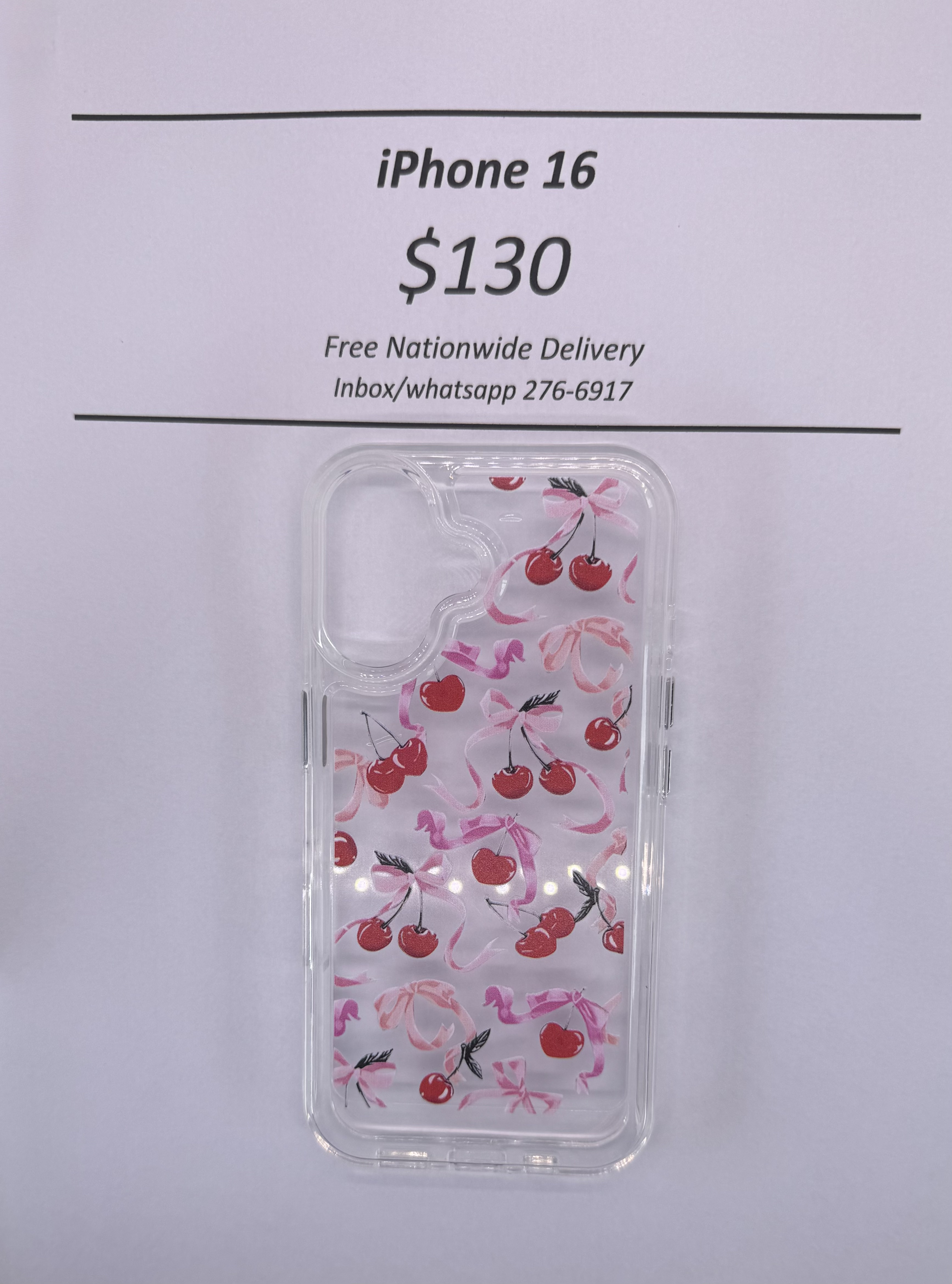 iPhone 16 Cherry Bow Case