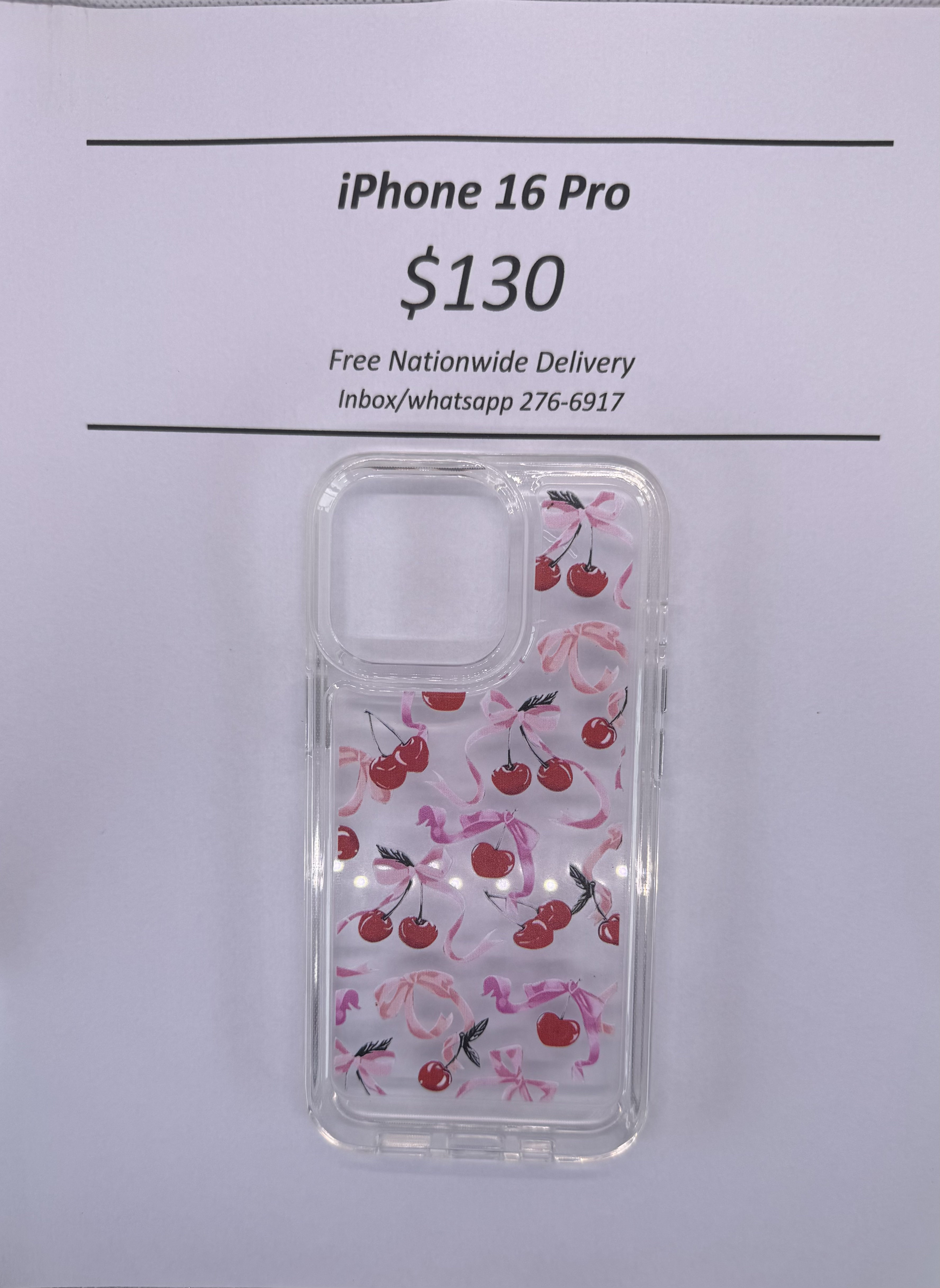 iPhone 16 Pro Cherry Bow Case