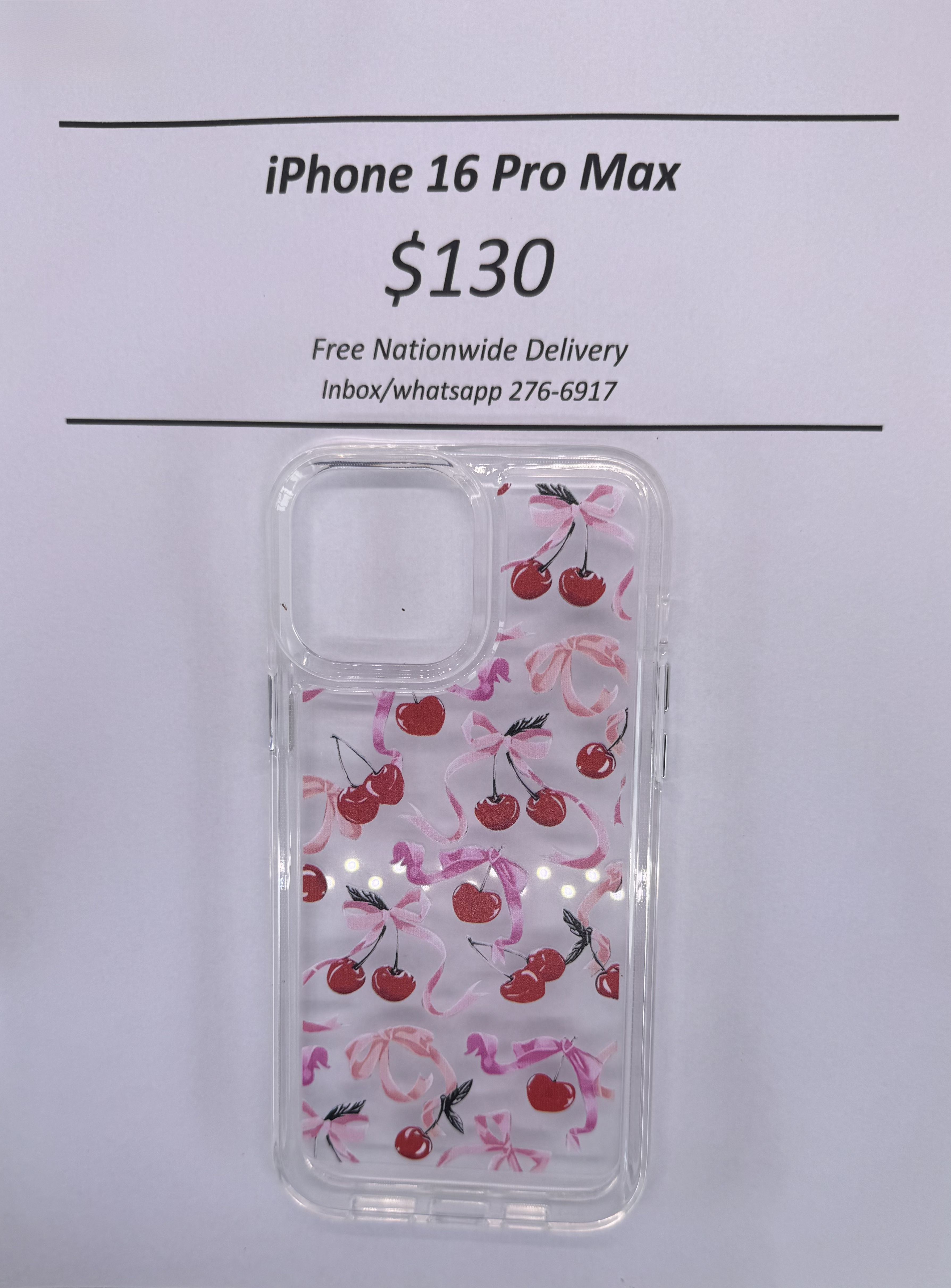 iPhone 16 Pro Max Cherry Bow Case