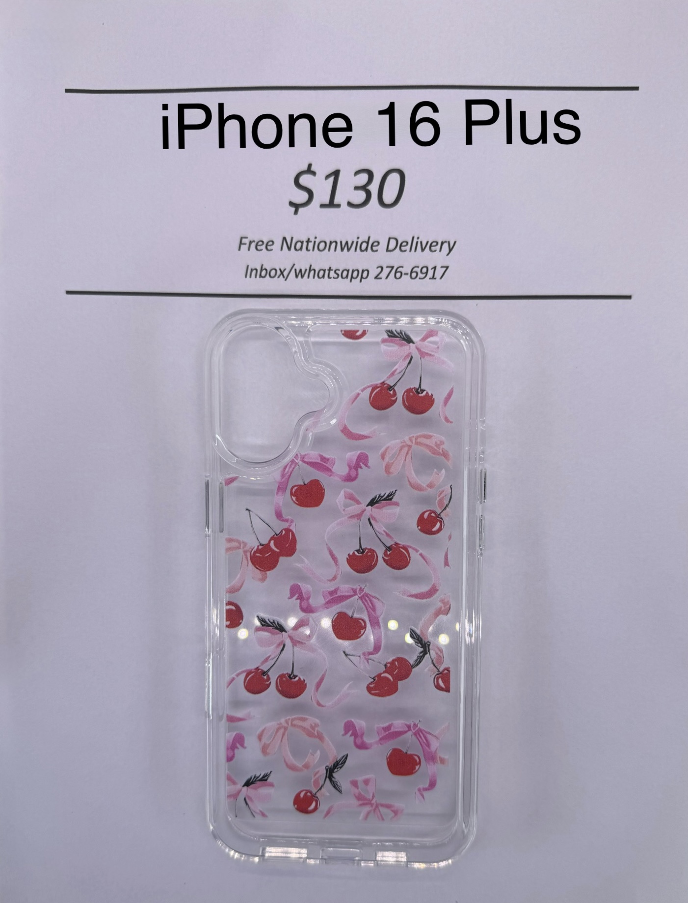 iPhone 16+ Cherry Bow Case