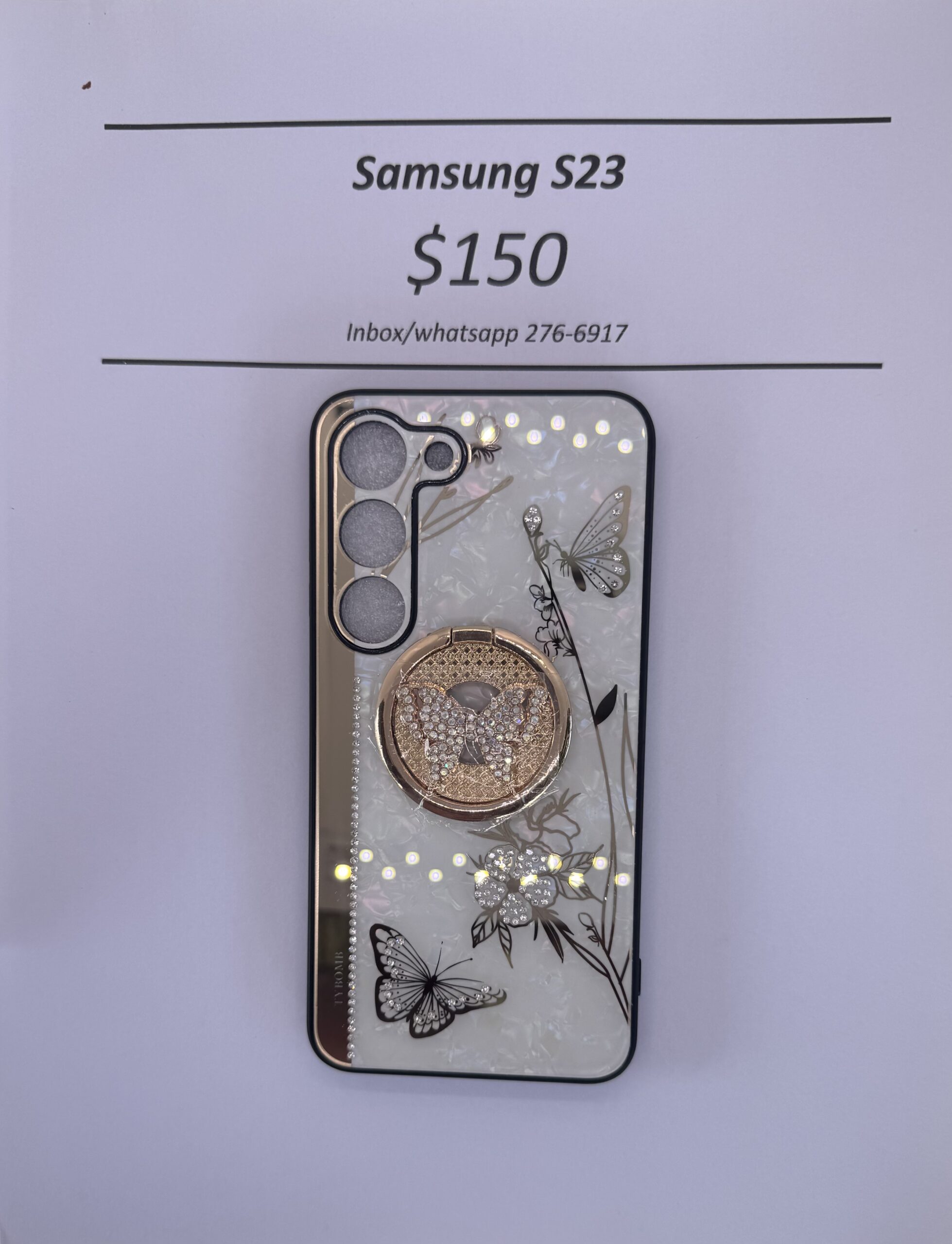 S23 White and Gold Butterfly Case