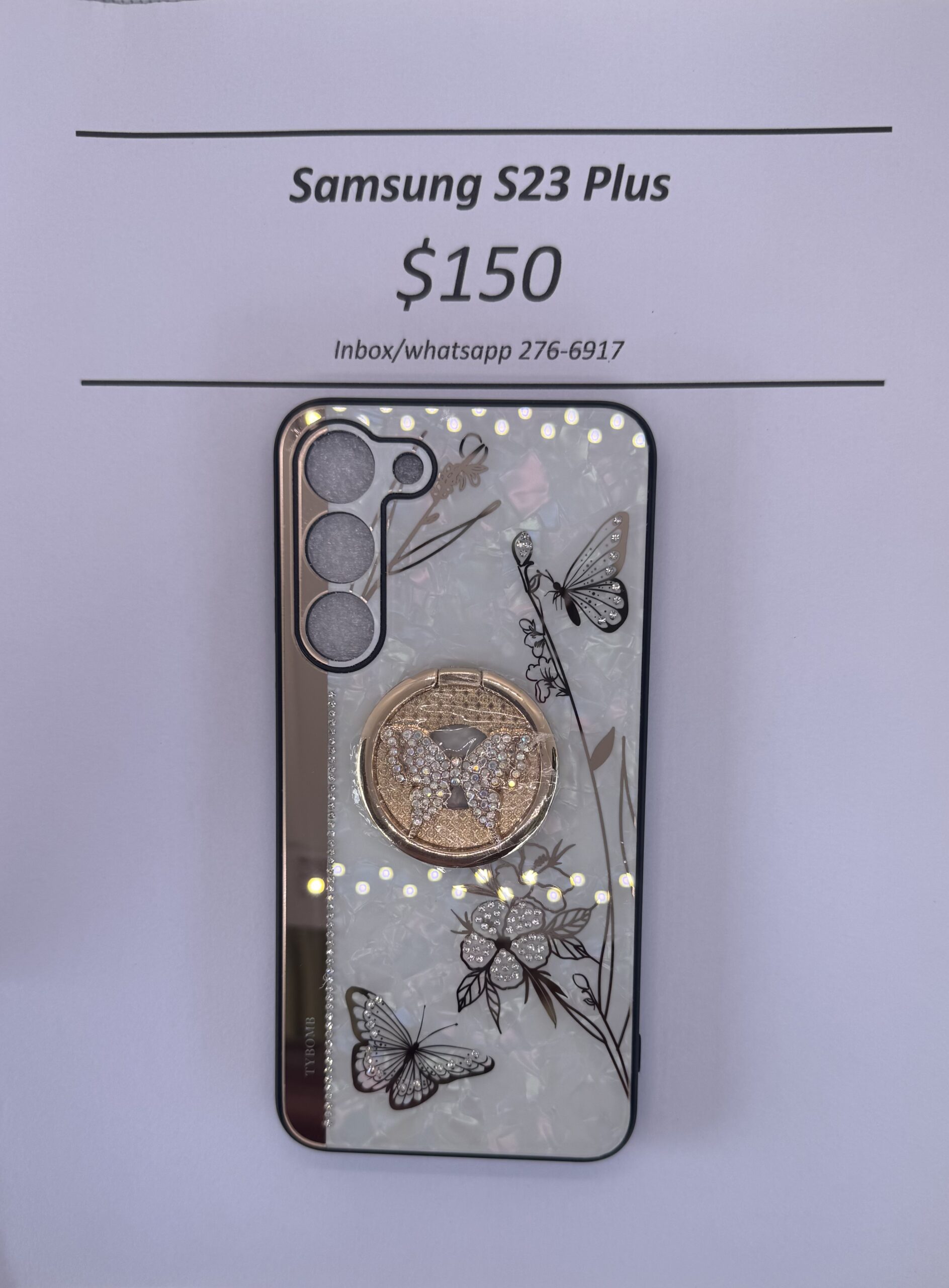 S23+ White and Gold Butterfly Case