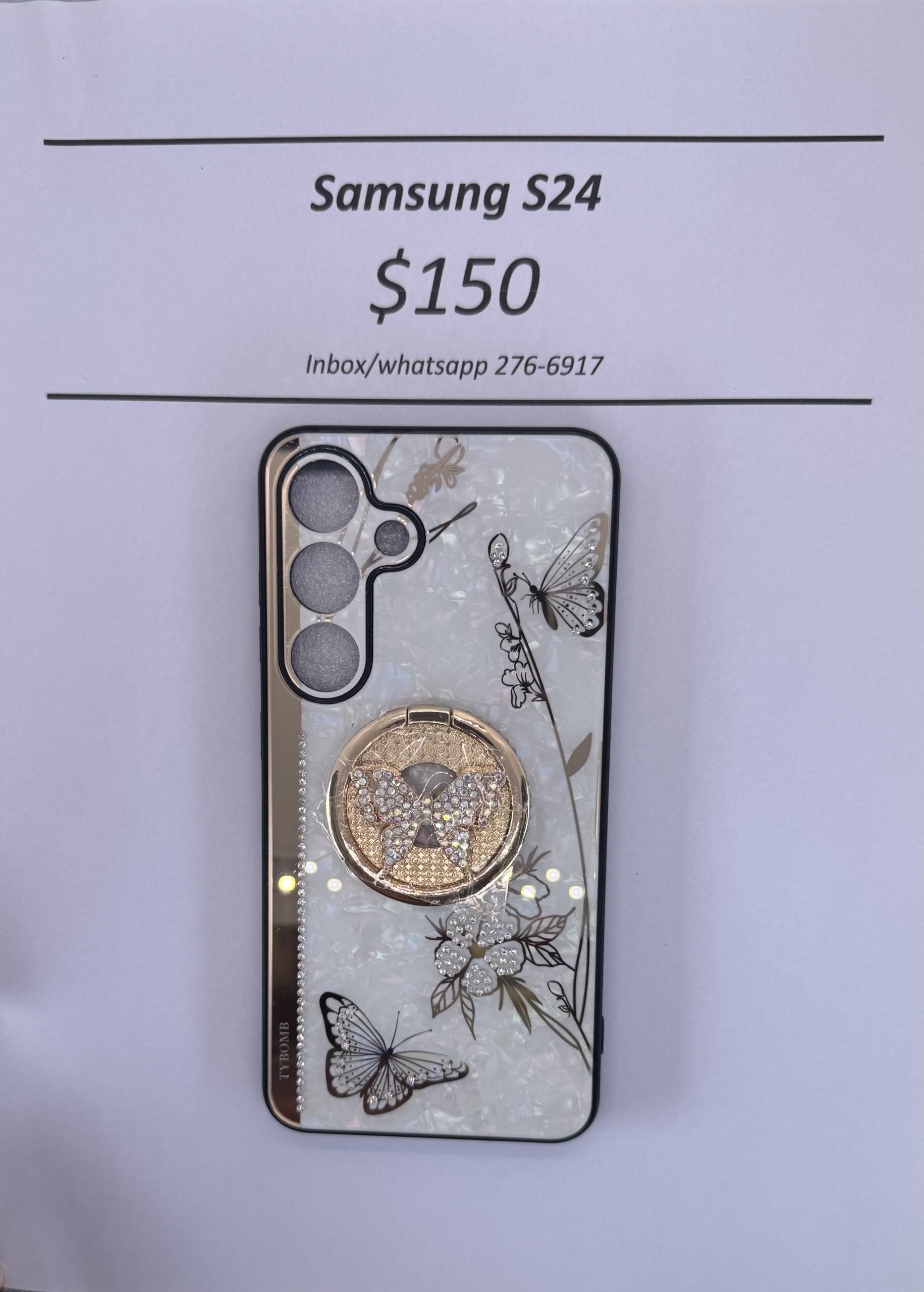 S24 White and Gold Butterfly Case