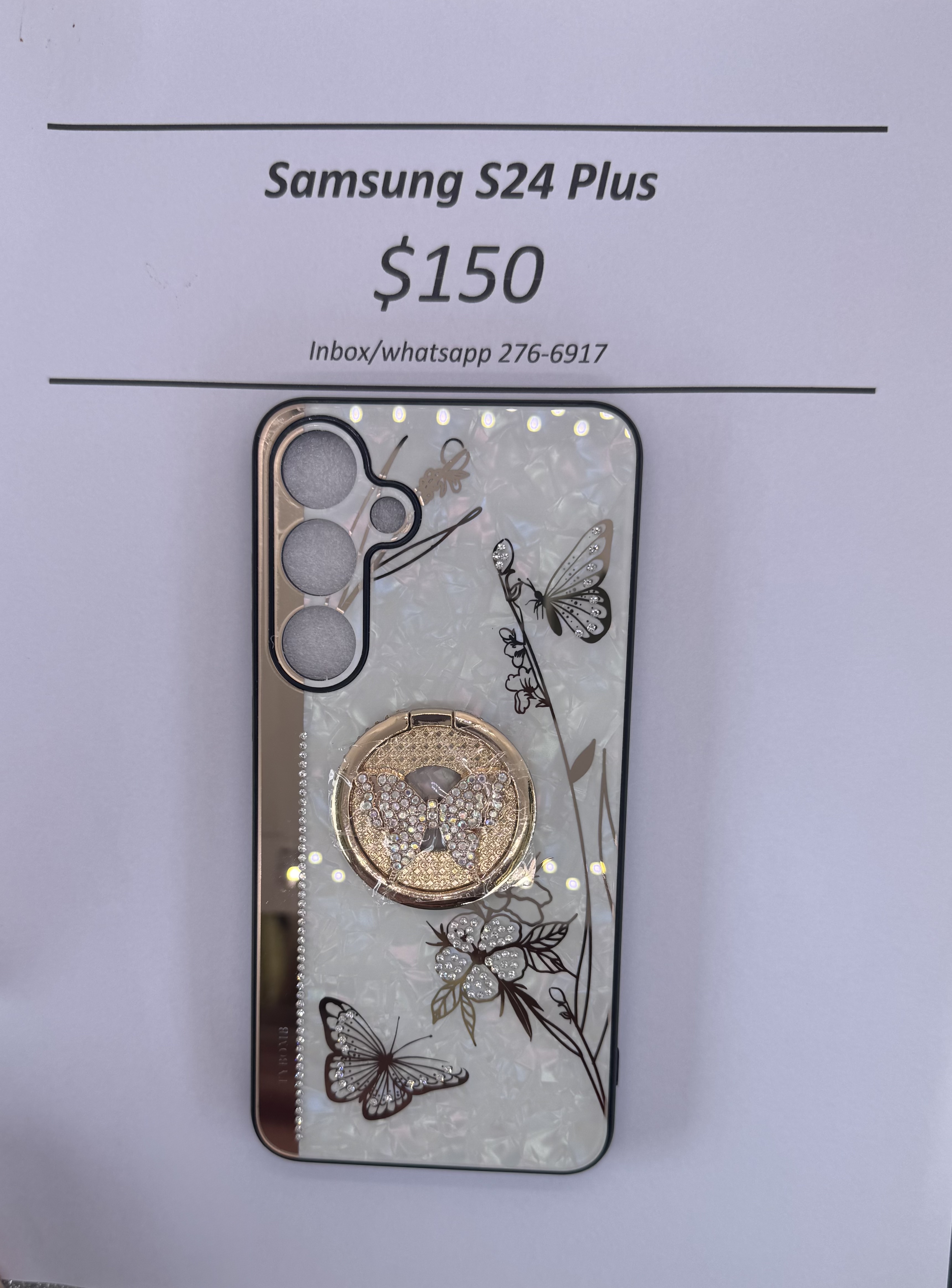 S24+ White and Gold Butterfly Case
