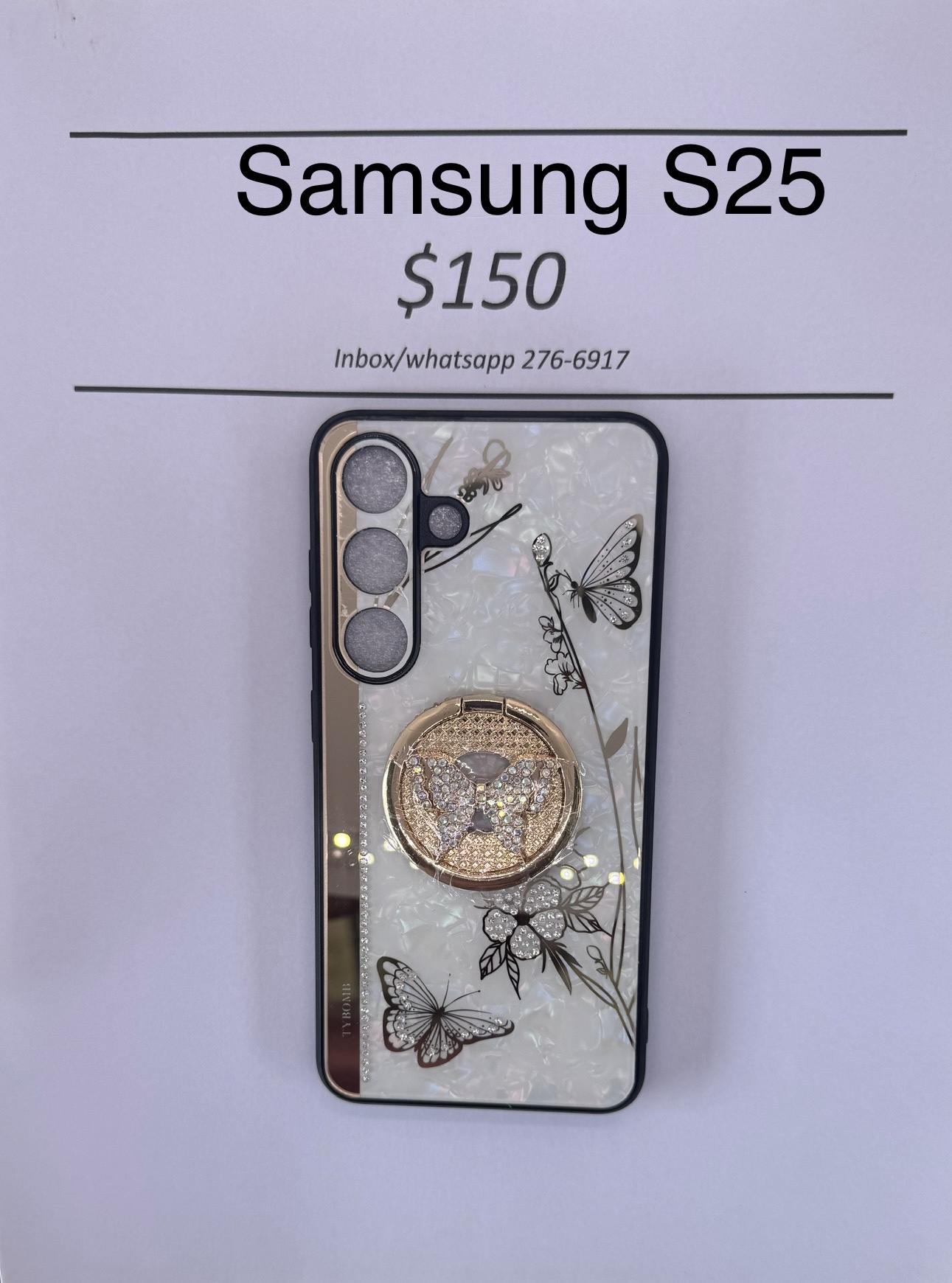 S25 White and Gold Butterfly Case