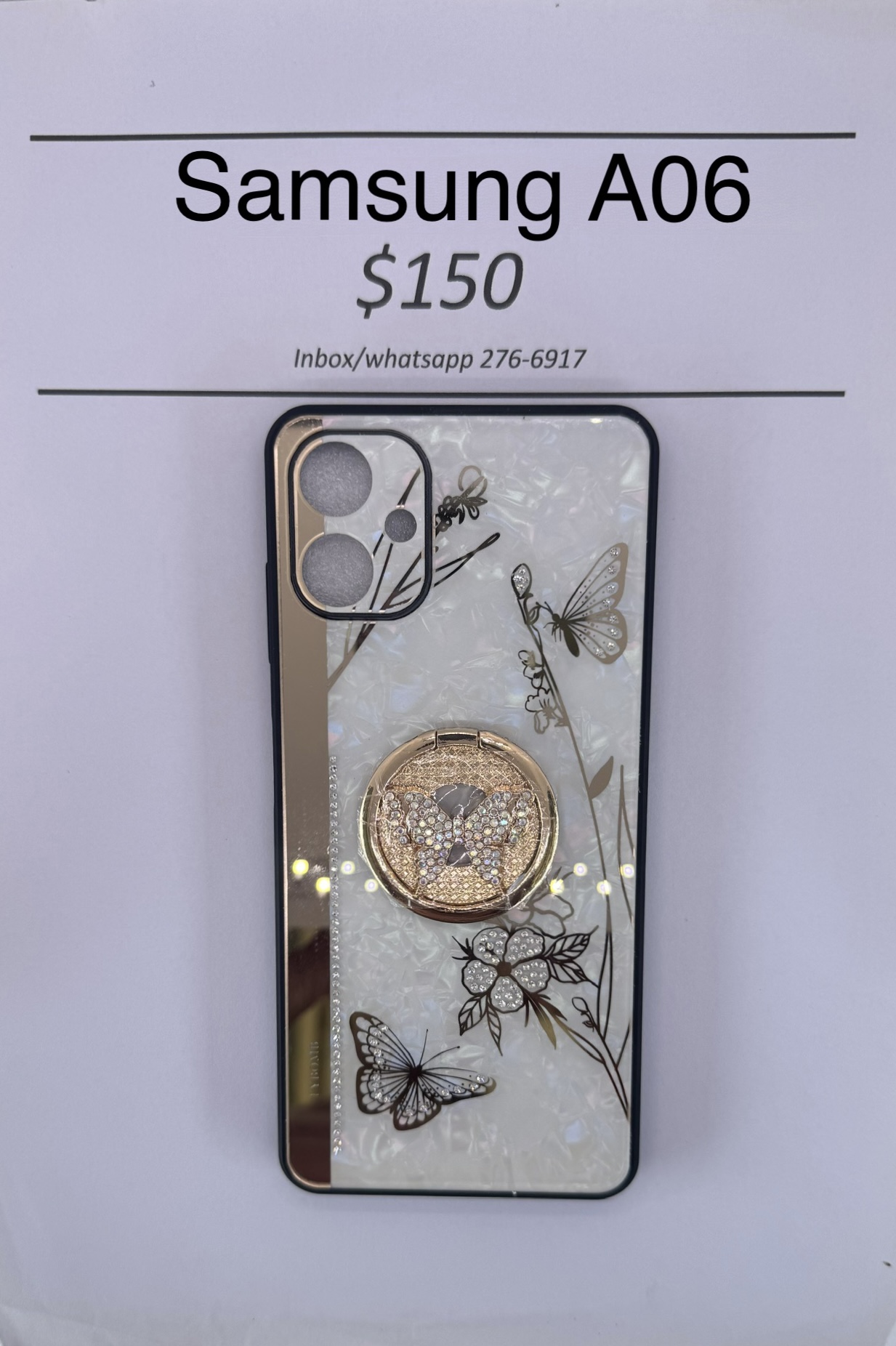 A06 White/Gold Butterfly Case