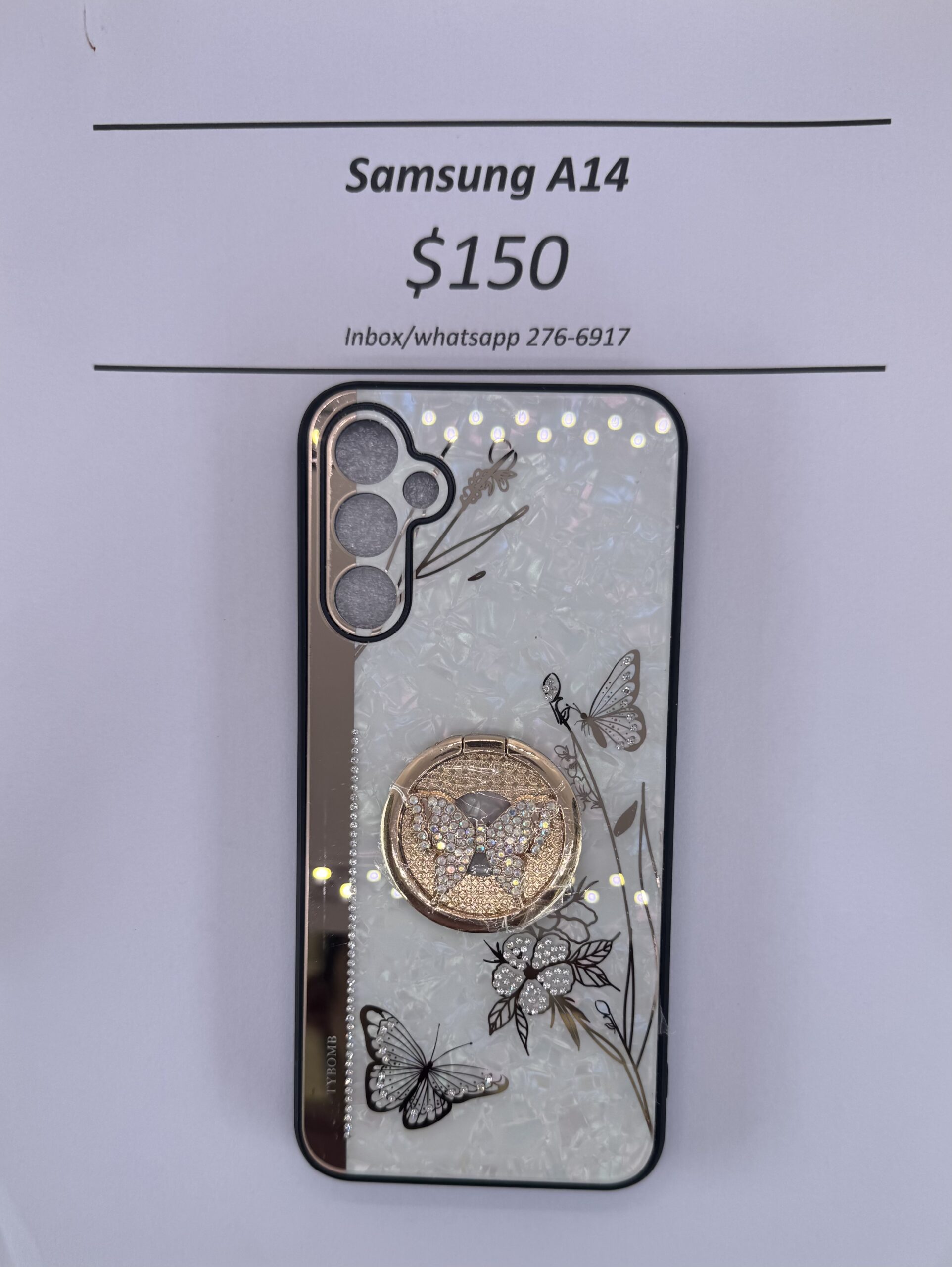 A14 White/Gold Butterfly Case