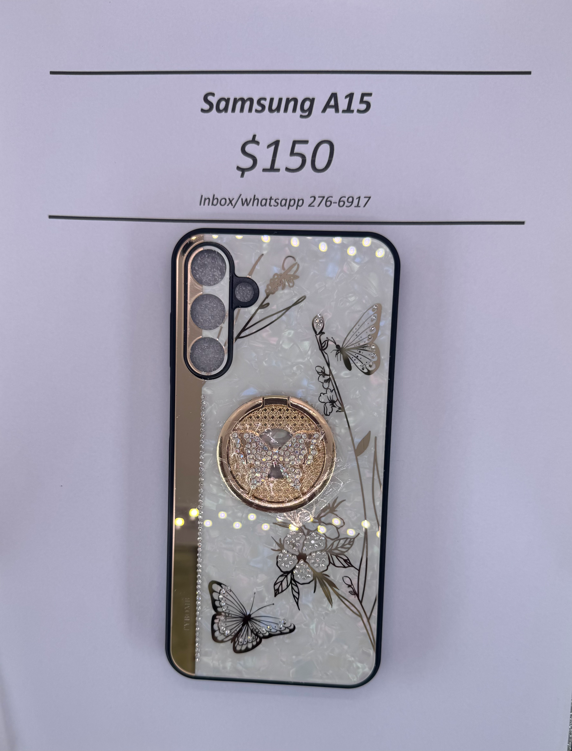 A15 White/Gold Butterfly Case