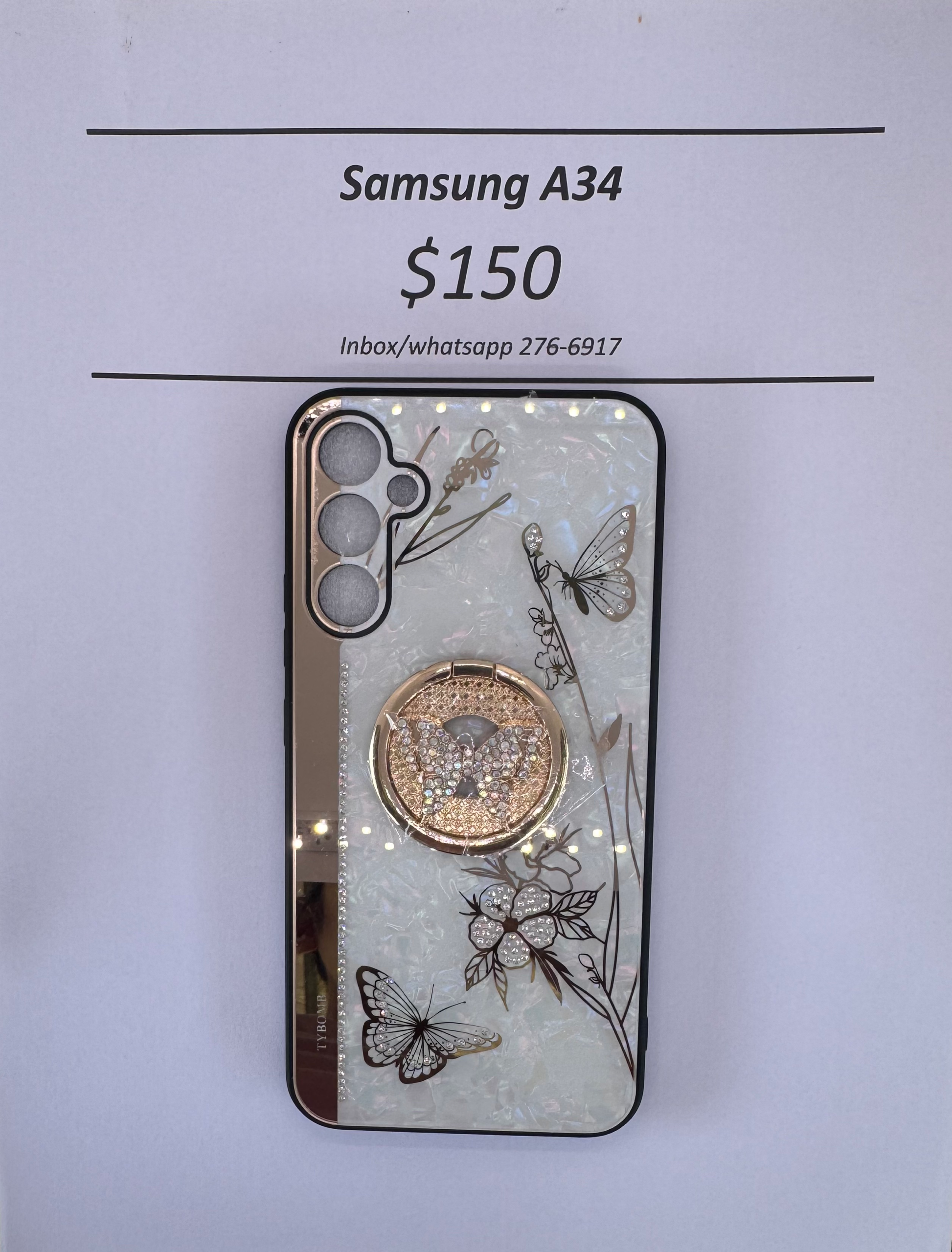 A34 White and Gold Butterfly Case
