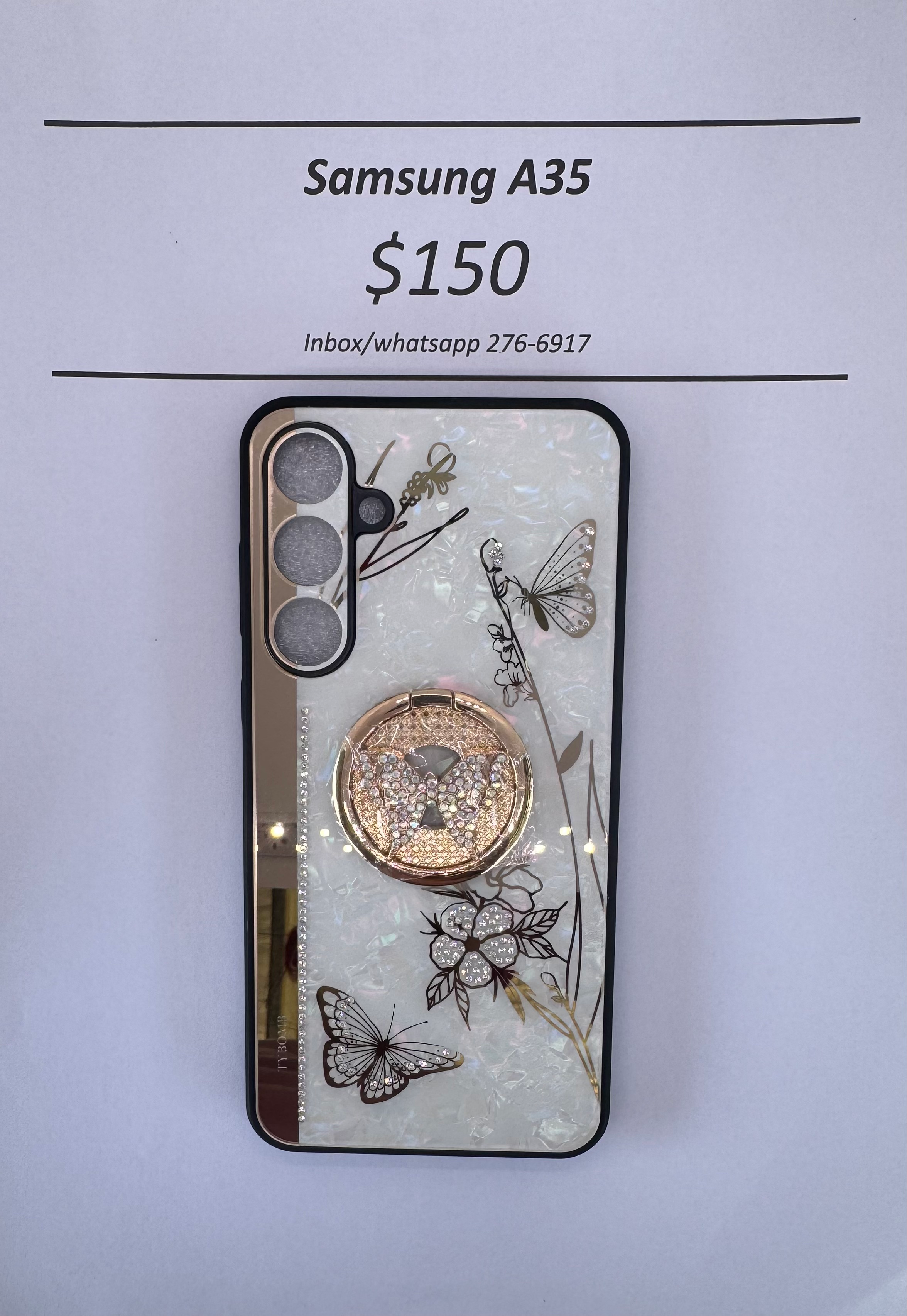 A35 White and Gold Butterfly Case