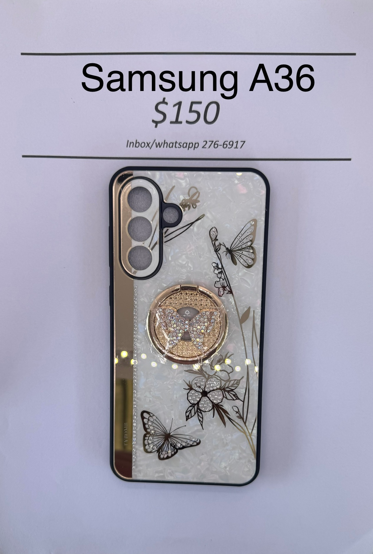 A36 White and Gold Butterfly Case