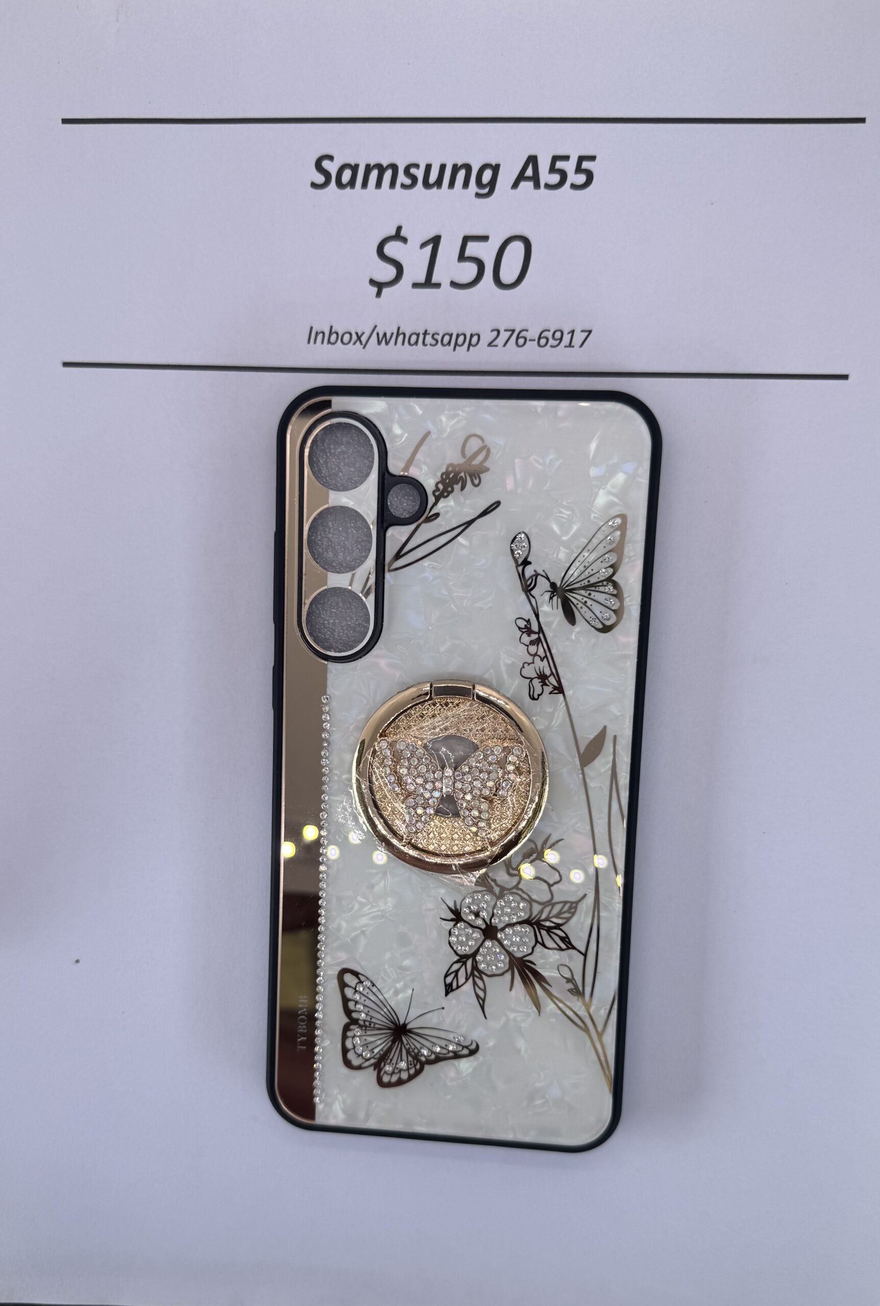 A55 White and Gold Butterfly Case