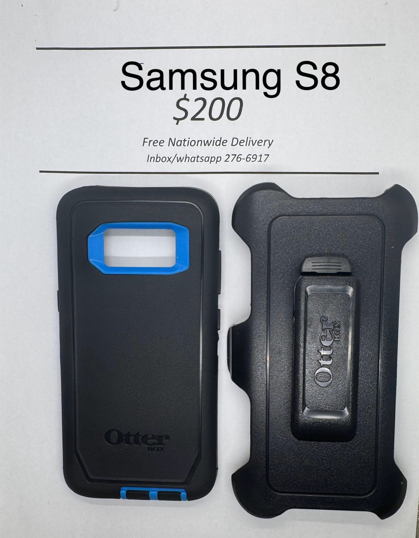 S8 Black with Blue Otterbox Defender