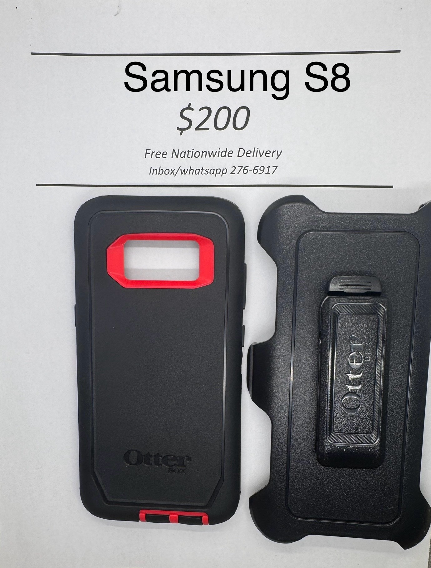 S8 Black with Pink Otterbox Defender