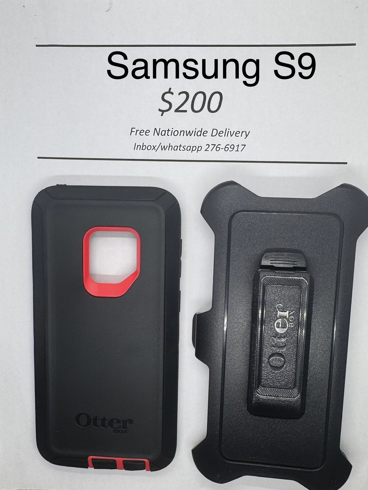 S9 Black with Pink Otterbox Defender