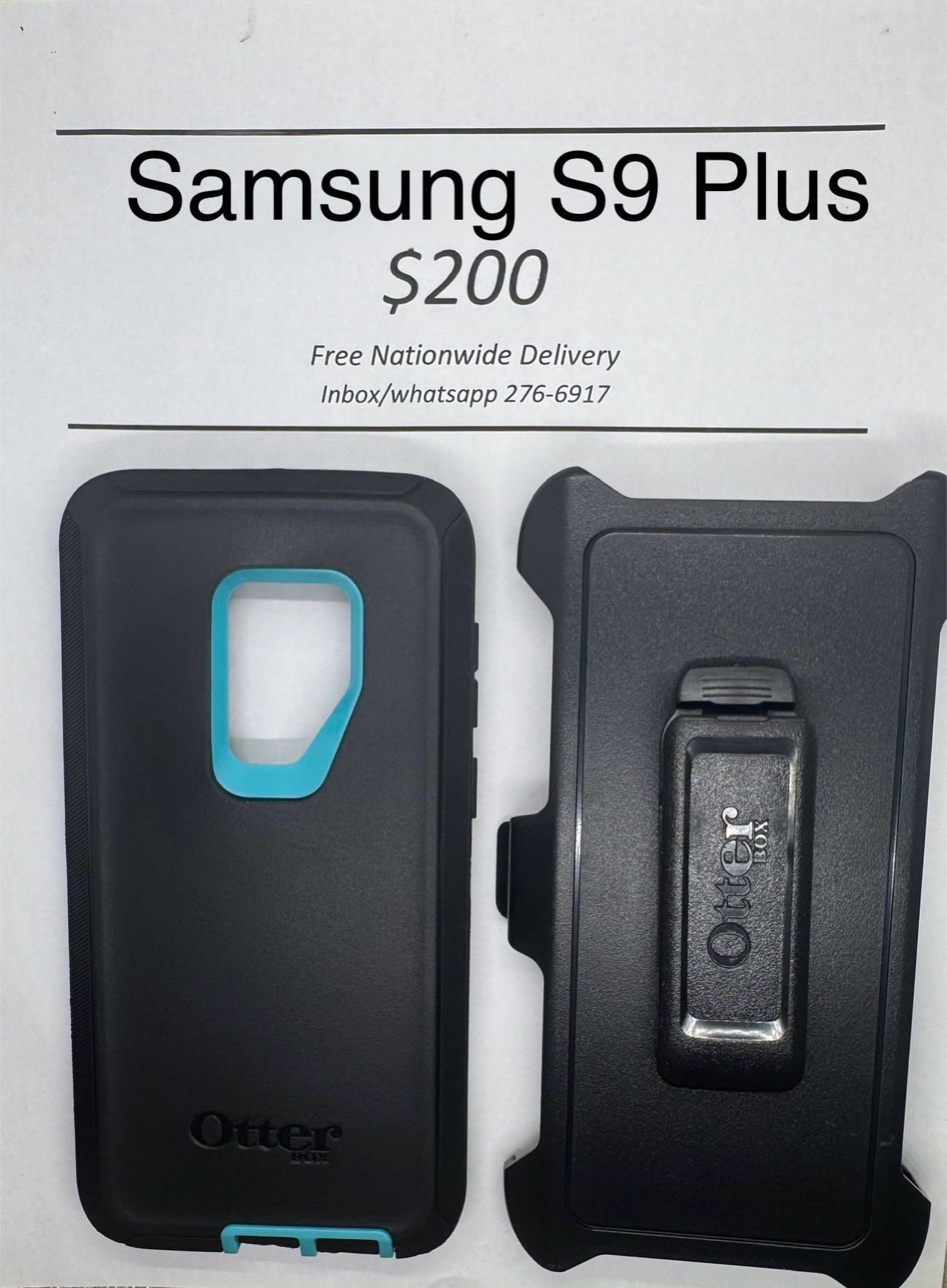 S9+ Black with Light Blue Otterbox Defender