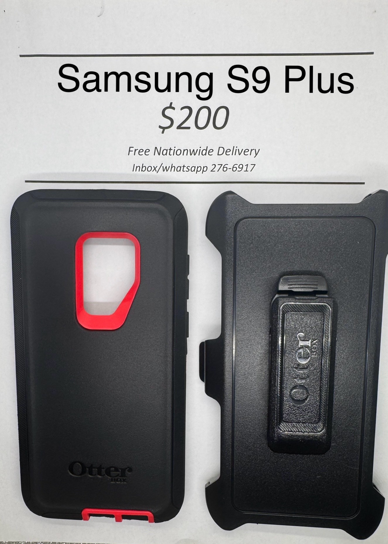 S9+ Black with Pink Otterbox Defender