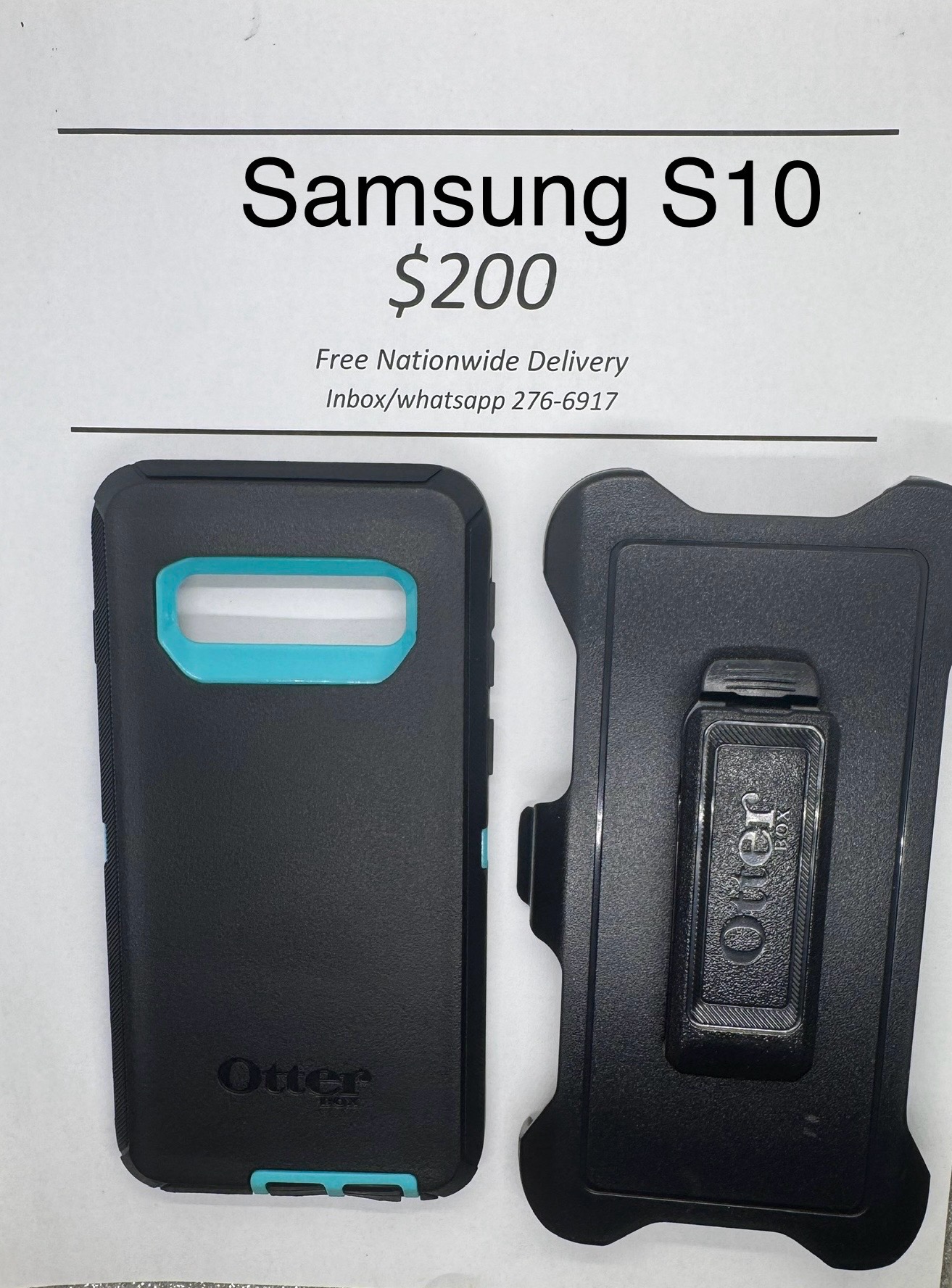 S10 Black with Light Blue Otterbox Defender