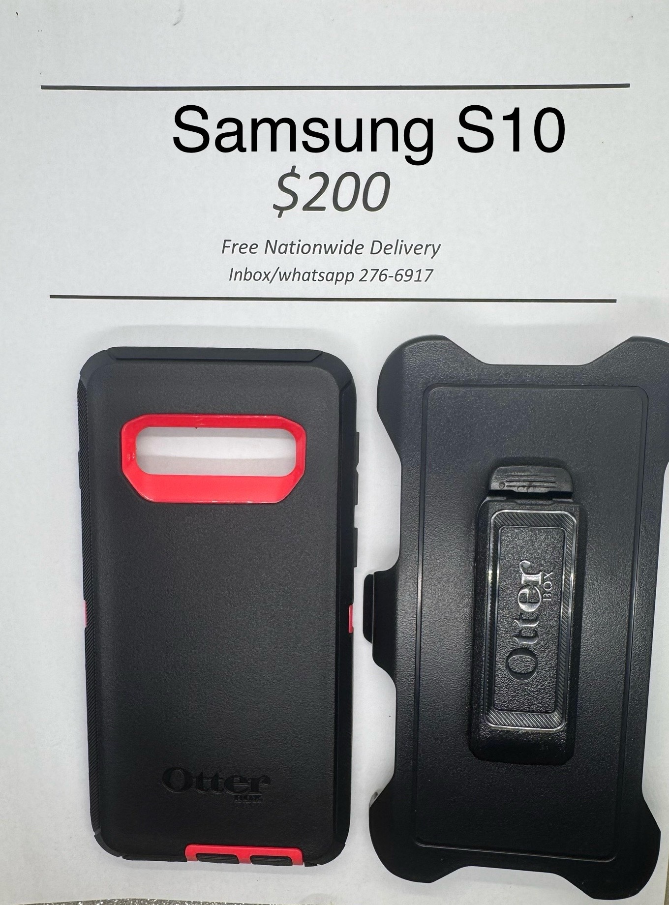 S10 Black with Pink Otterbox Defender