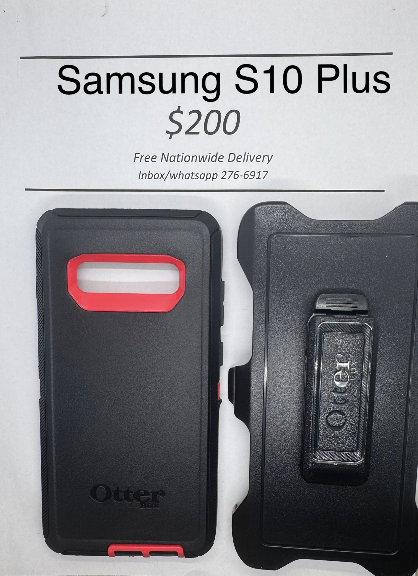 S10+ Black with Pink Otterbox Defender