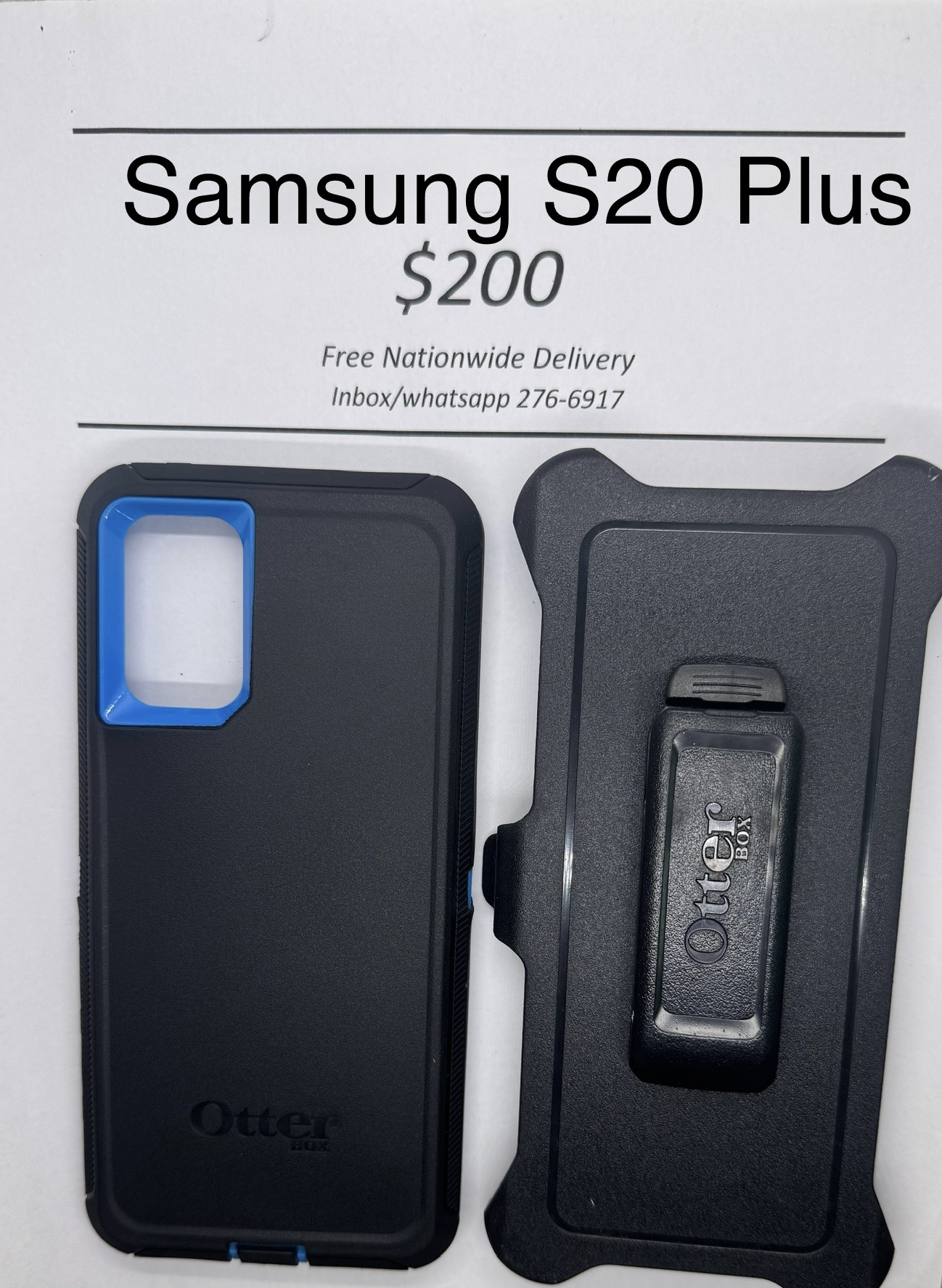 S20+ Black with Blue Otterbox Defender